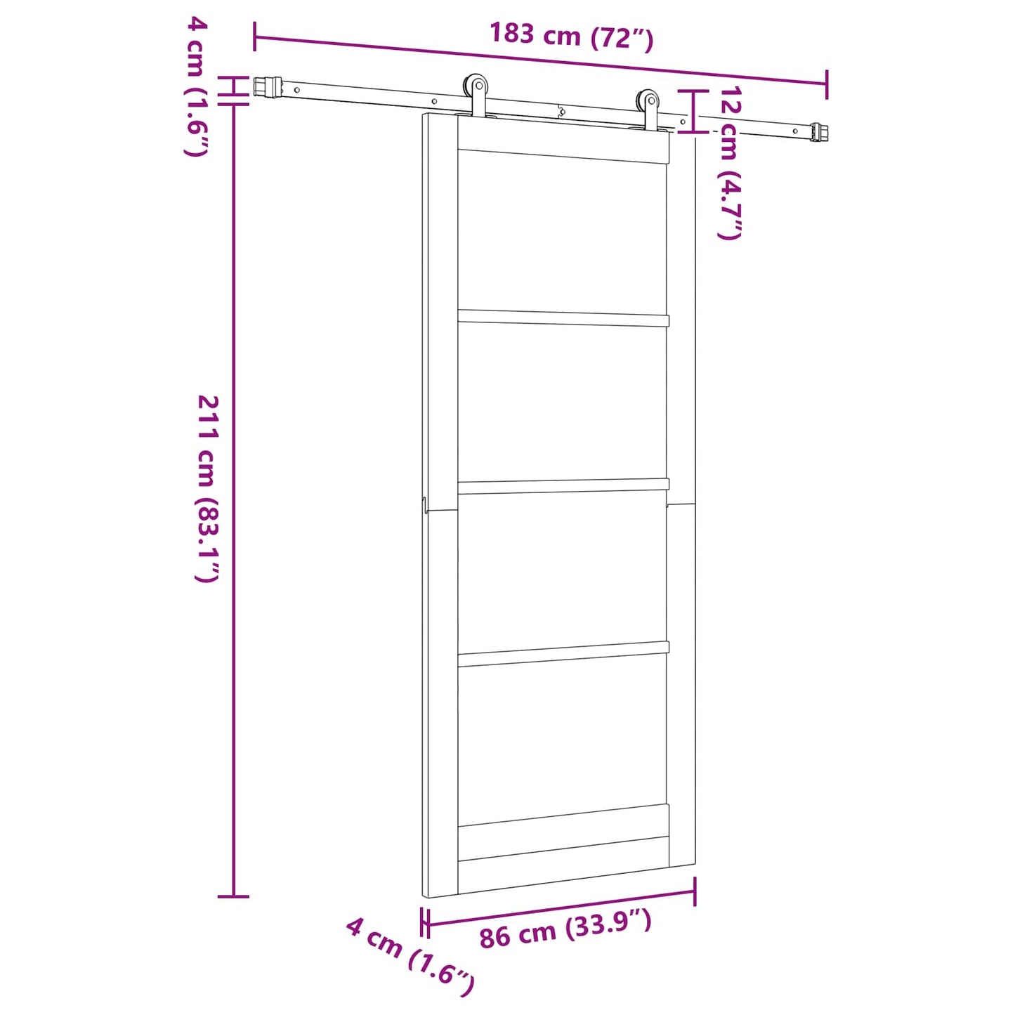 Csúszó ajtó Természetes és Fehér 86 x 211 cm Tömör Fenyőfa