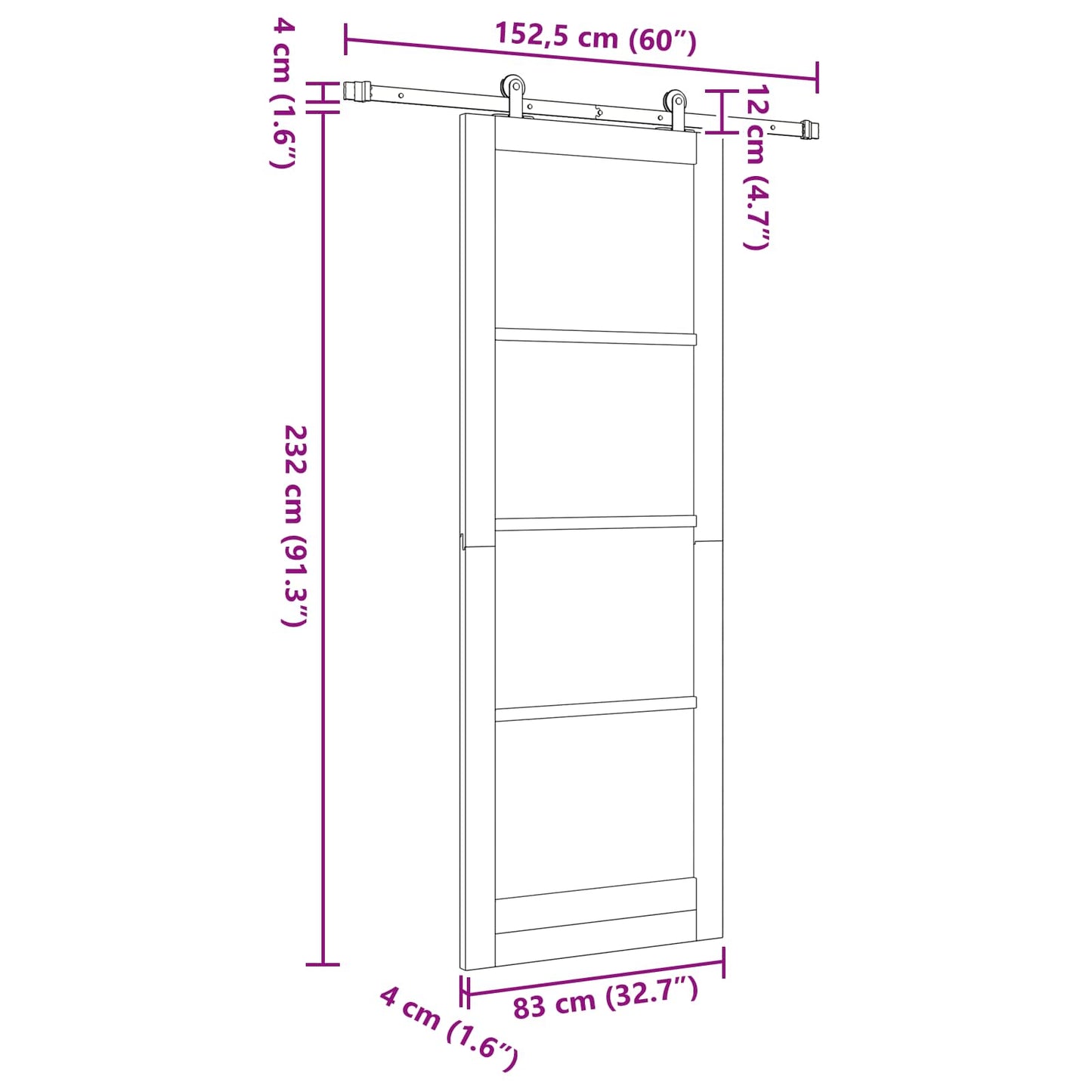 Csúszó ajtó ORKDAL Természetes 83 x 232 cm Tömör Fenyőfa