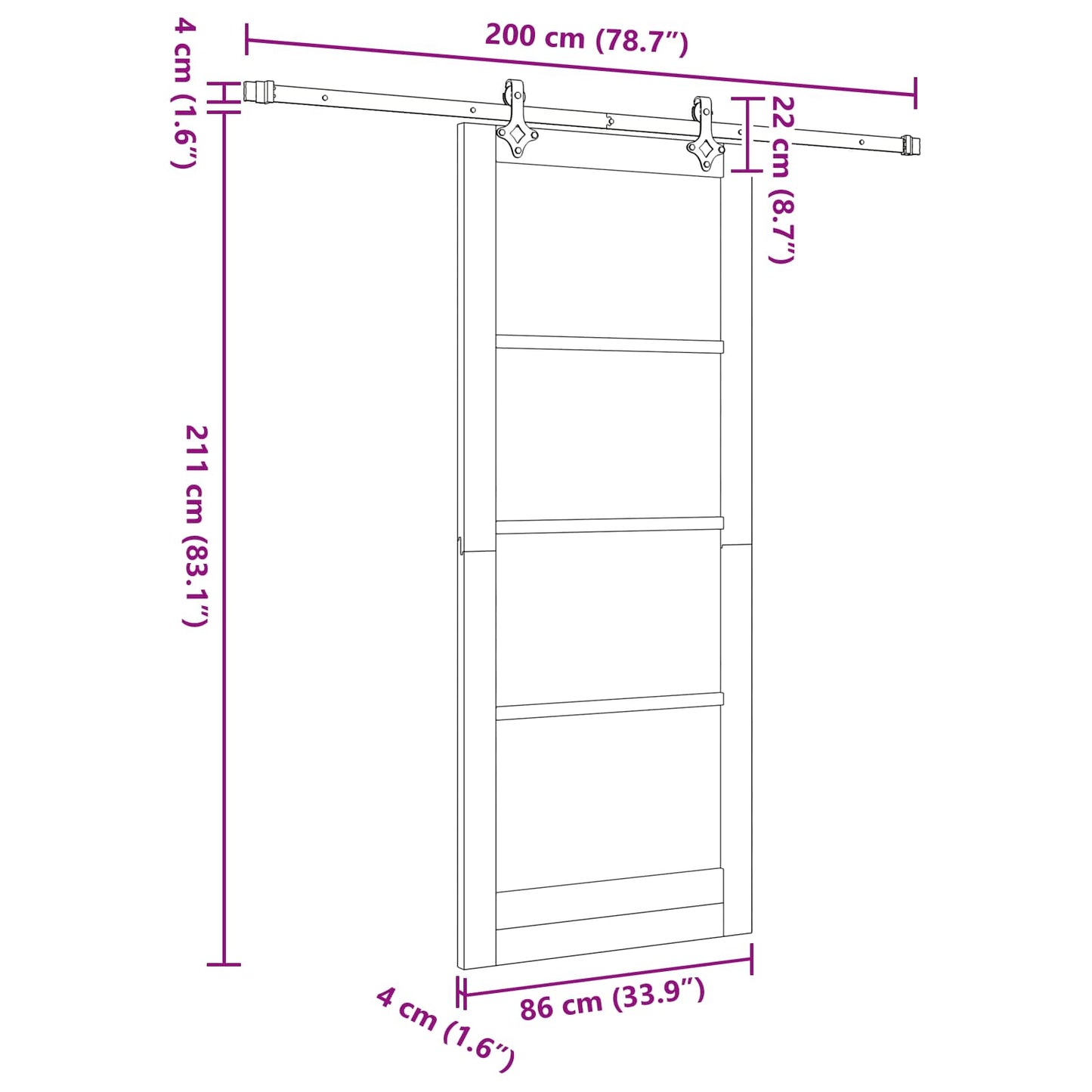 Csúszó ajtó Természetes és Fehér 86 x 211 cm Tömör Fenyőfa