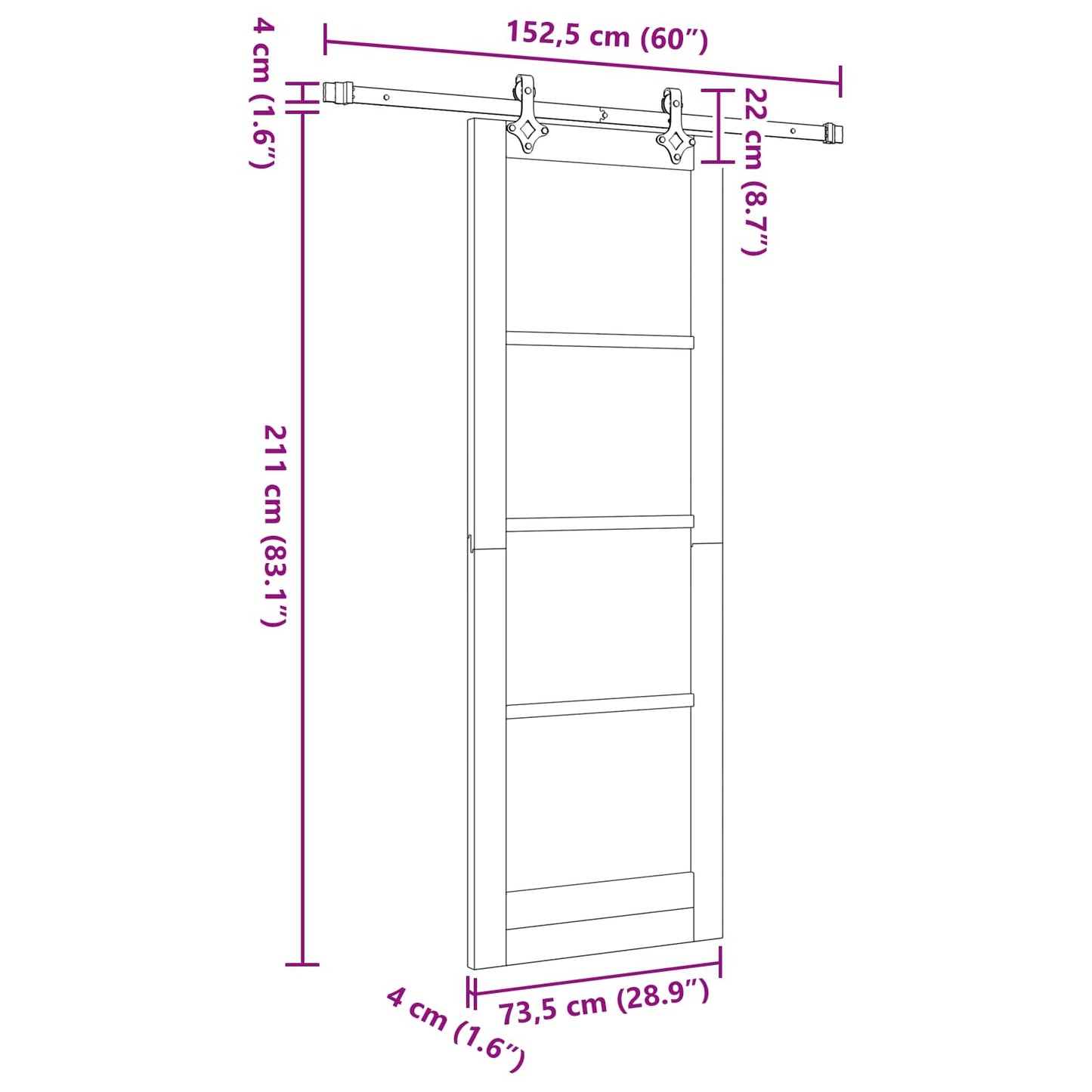 Csúszó ajtó ORKDAL Természetes 73,5 x 211 cm Tömör Fenyőfa
