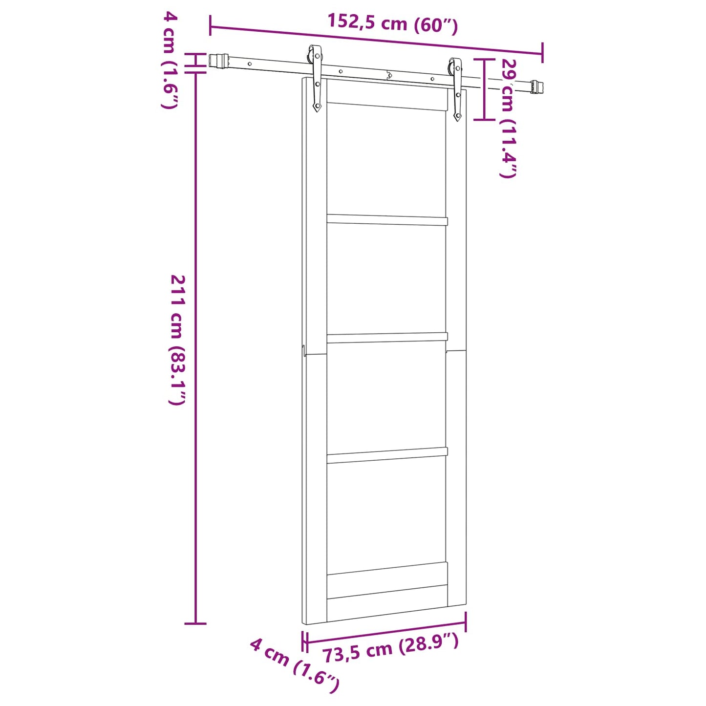 Csúszó ajtó ORKDAL Természetes 73,5 x 211 cm Tömör Fenyőfa