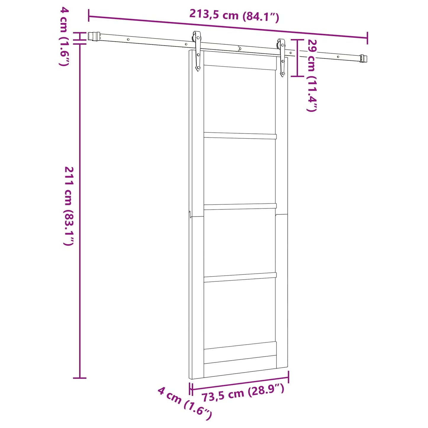 Csúszó ajtó ORKDAL Természetes 73,5 x 211 cm Tömör Fenyőfa