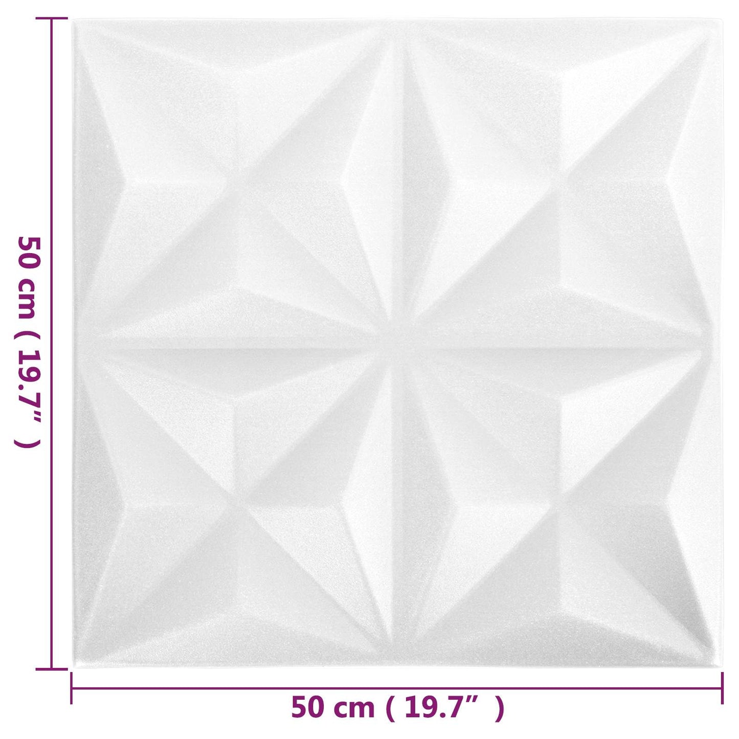 Fali panelek 48 pcs Origami Fehér 50 x 50 cm XPS Hab