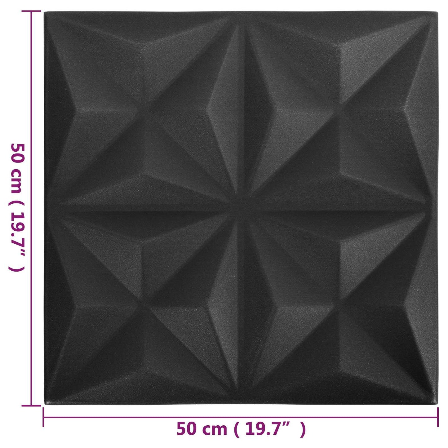 Fali panelek 48 pcs Origami Fekete 50 x 50 cm XPS Hab