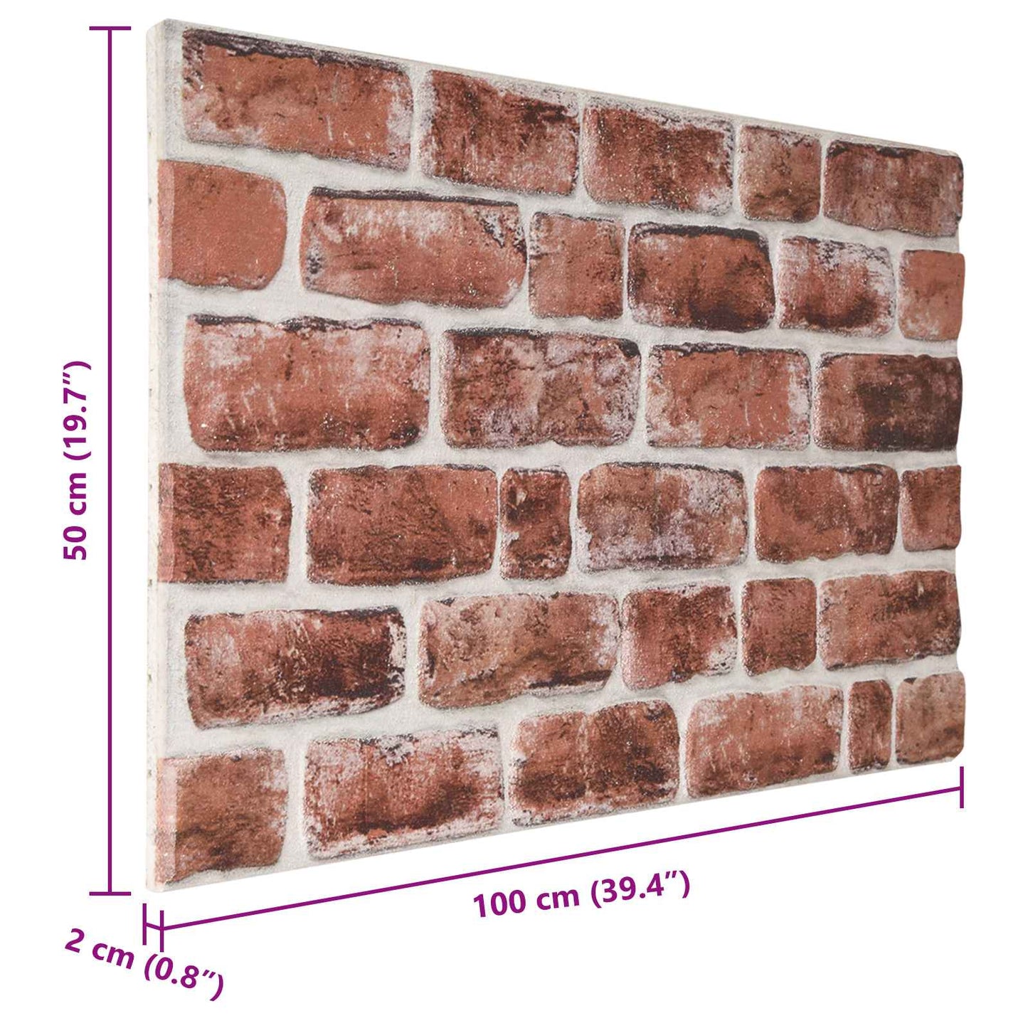 Fali panelek 10 db 100 x 50 cm Sötétbarna és fehér EPS Hab