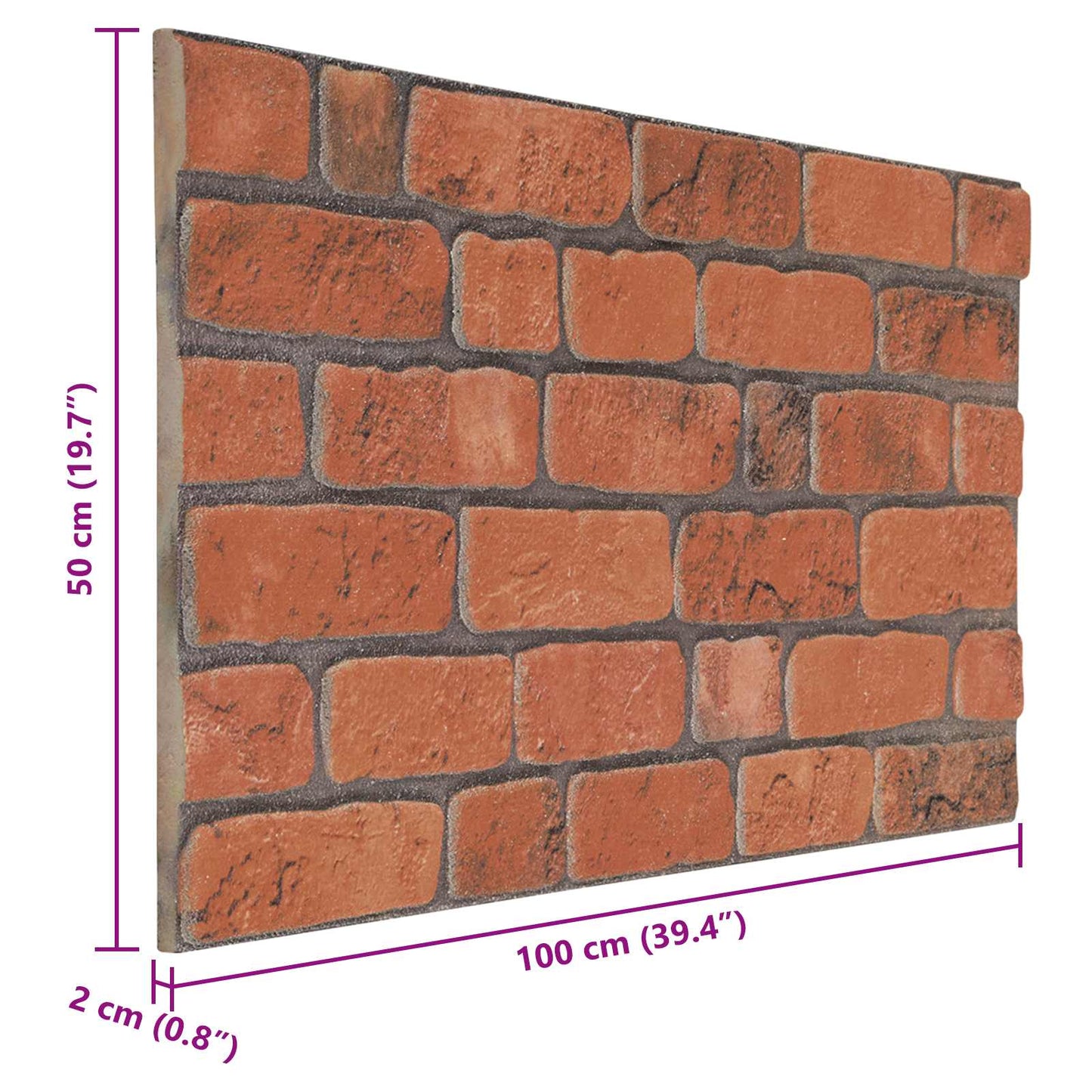 Fali panelek 10 db 100 x 50 cm Terrakotta EPS Hab