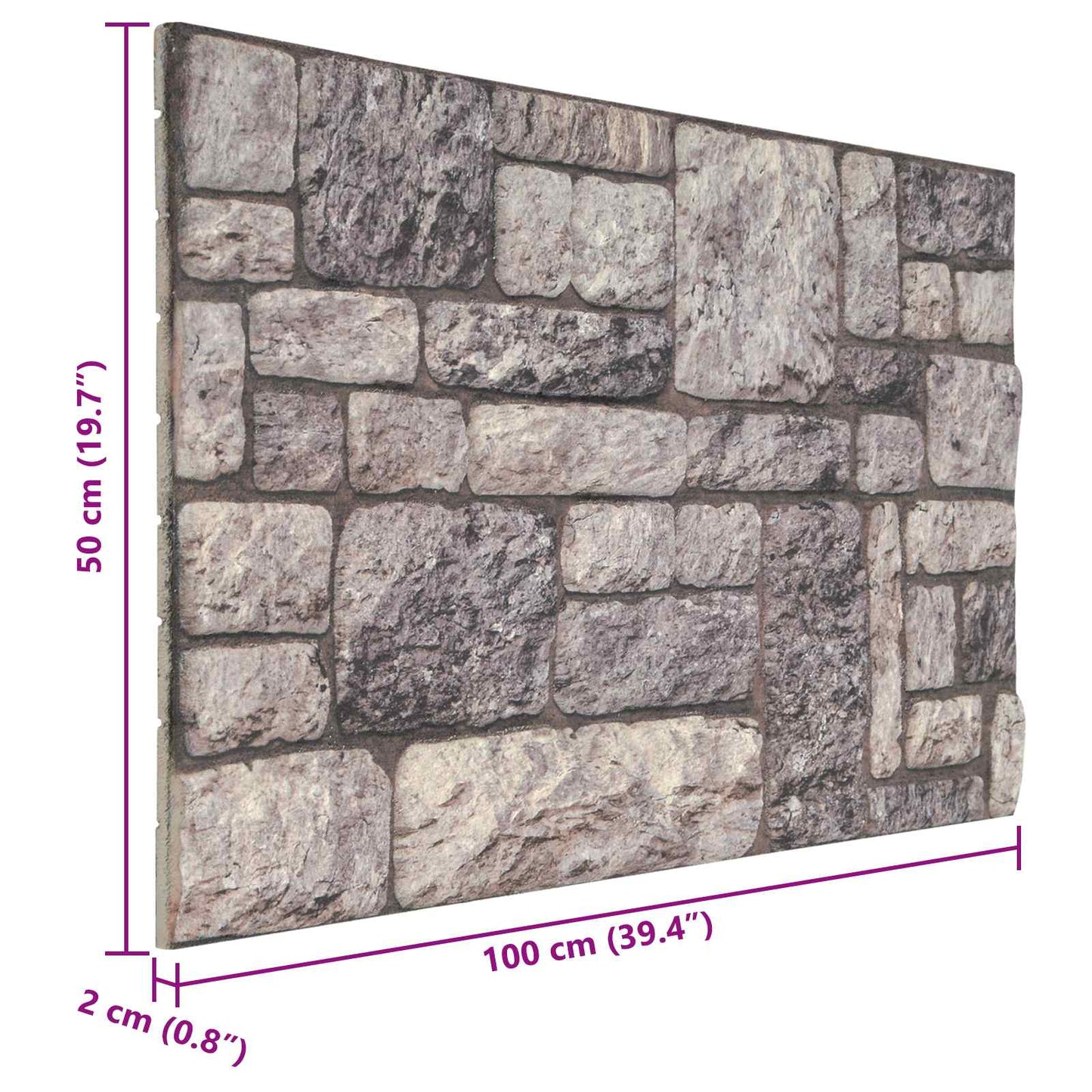 Fali panelek 10 db 100 x 50 cm Szürke és Fehér EPS Hab