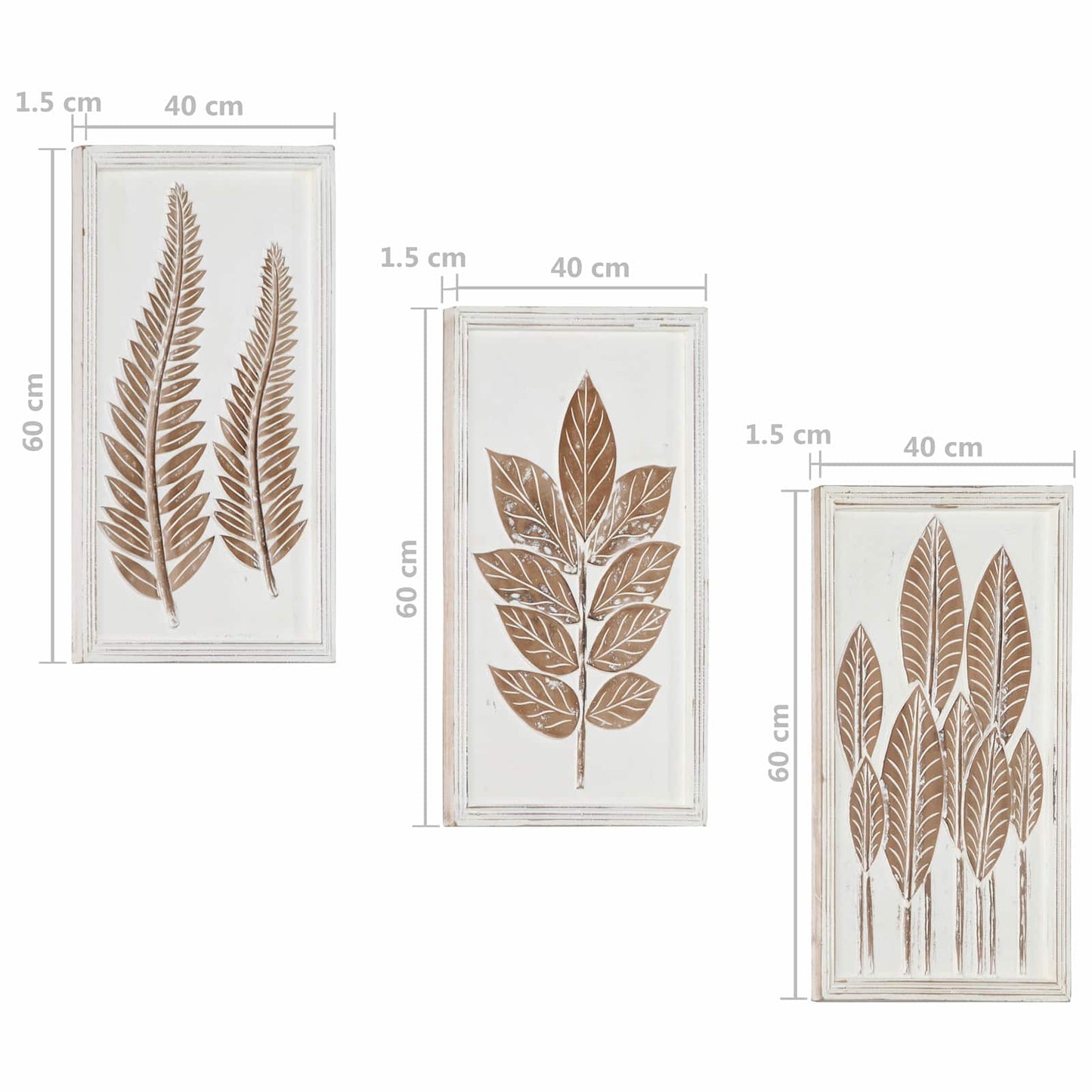 Művészeti Dekoráció 3 pcs Barna és fehér 40 x 40 x 1,5 cm