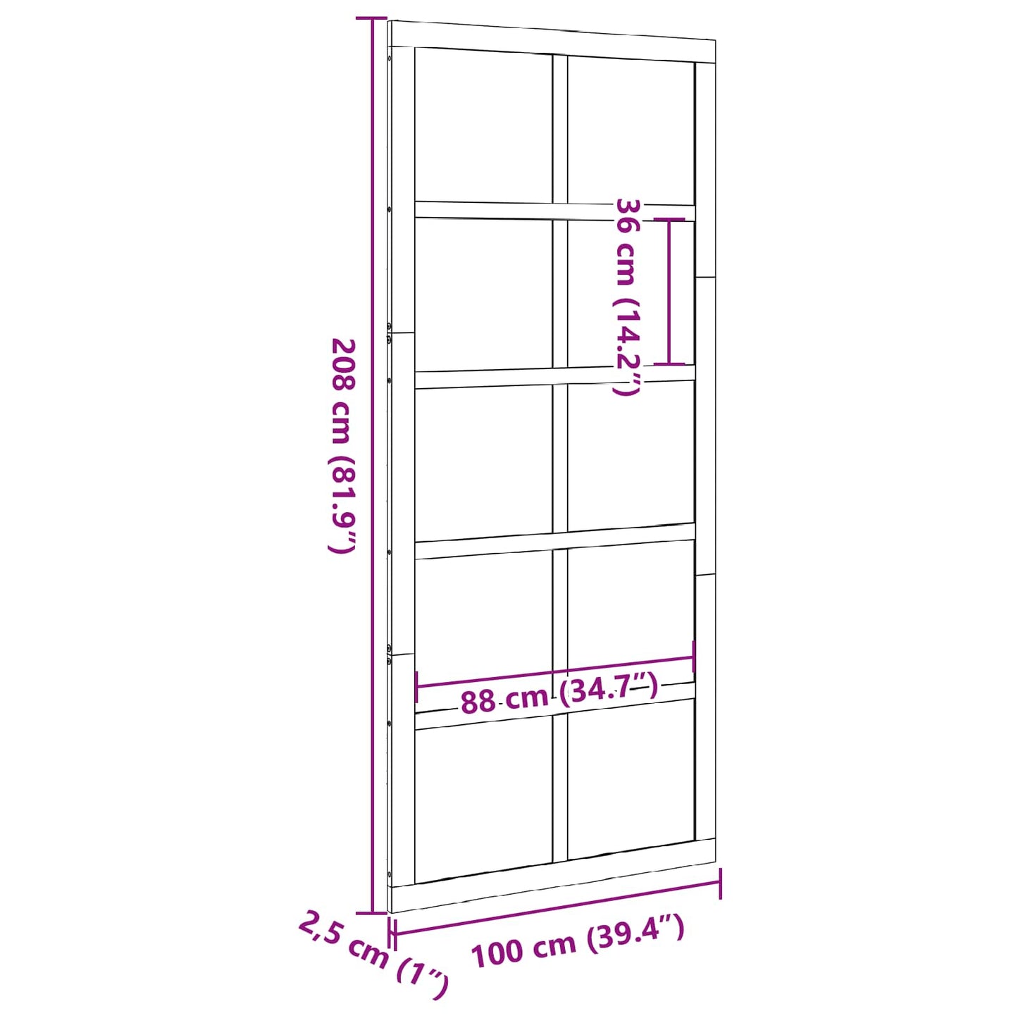 Istállóajtó Viaszbarna 100 x 2,5 x 208 cm Tömör Fenyőfa