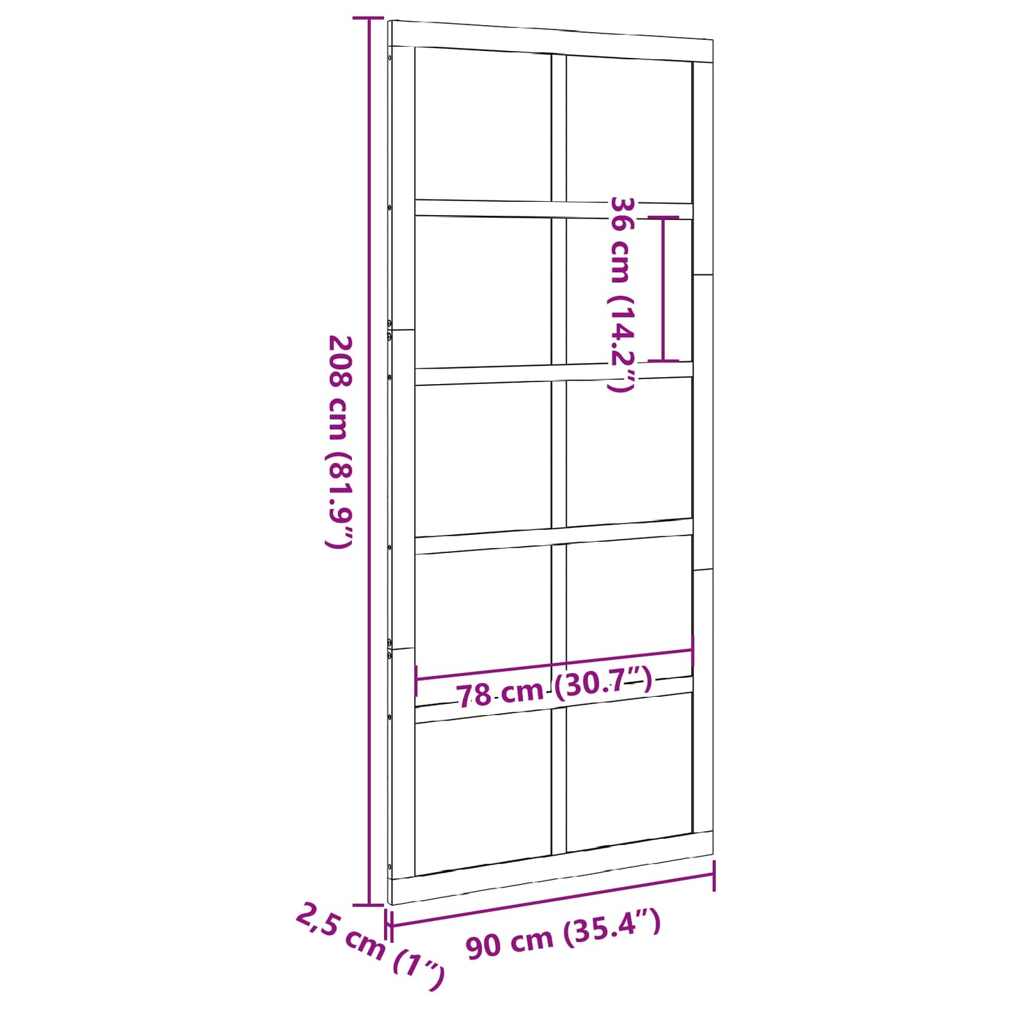 Istállóajtó Fehér 90 x 2,5 x 208 cm Tömör Fenyőfa