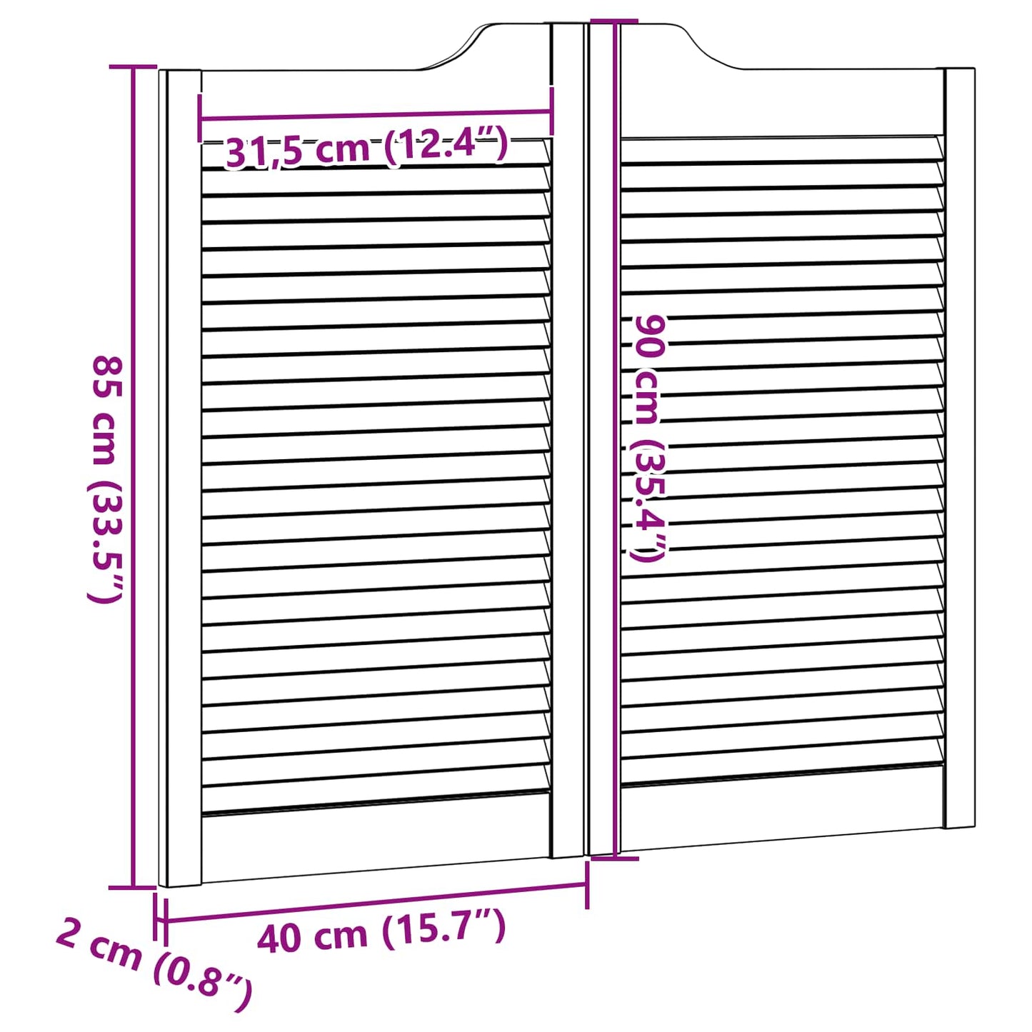 Lengő Ajtók Fehér 90 x 40 cm Tömör Fenyőfa
