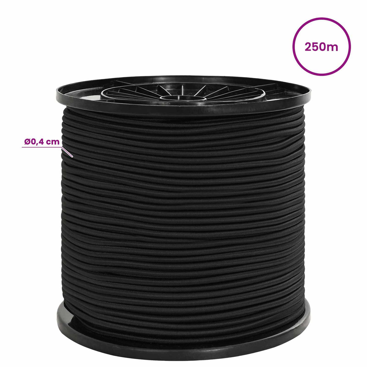 Bungee Kötél 4 mm Fekete PP és gumi