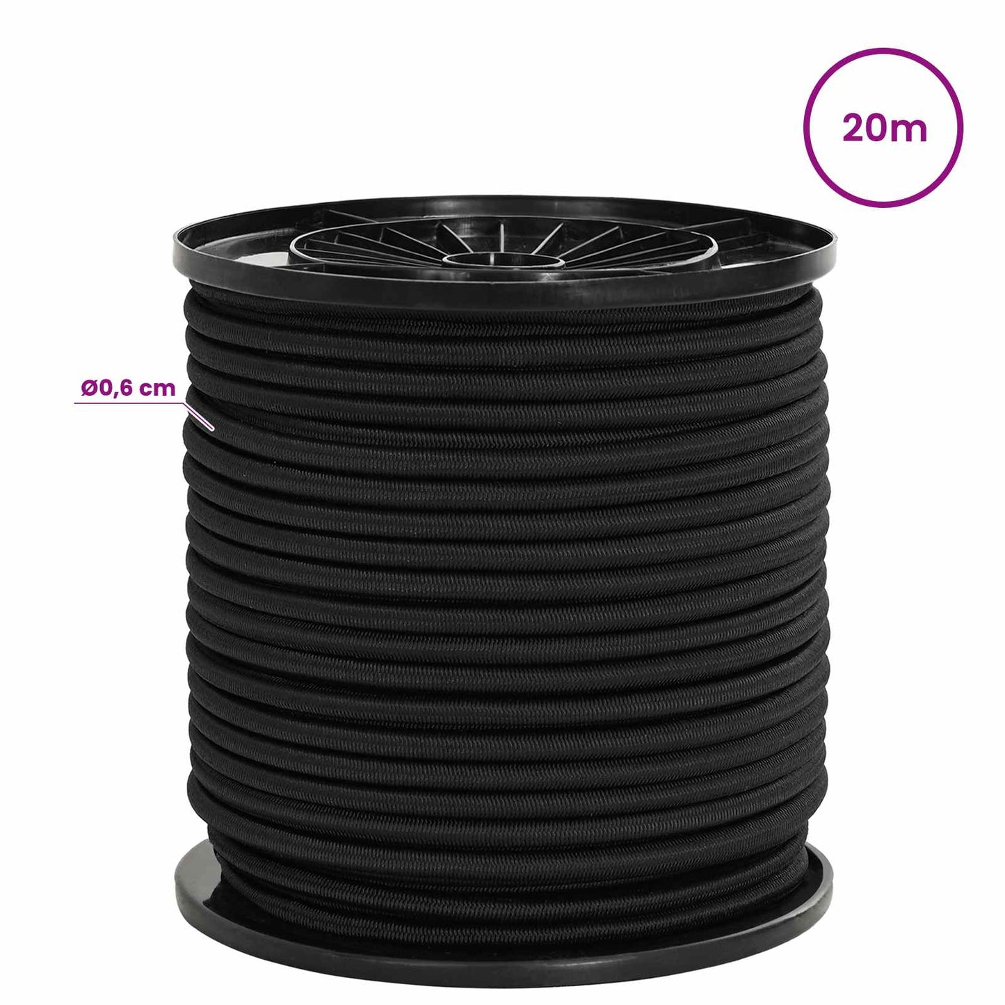 Bungee Kötél 6 mm Fekete PP és gumi
