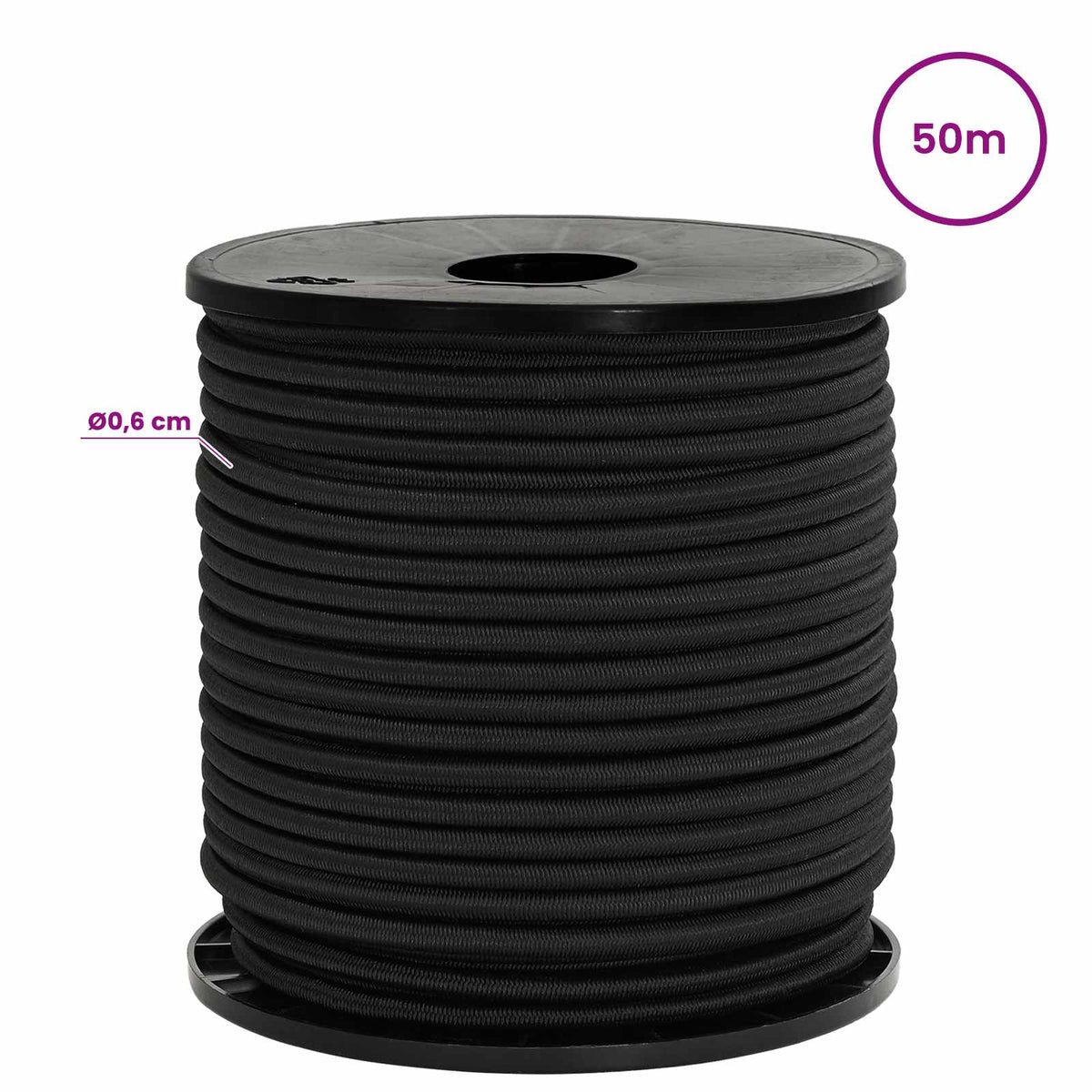 Bungee Kötél 6 mm Fekete PP és gumi