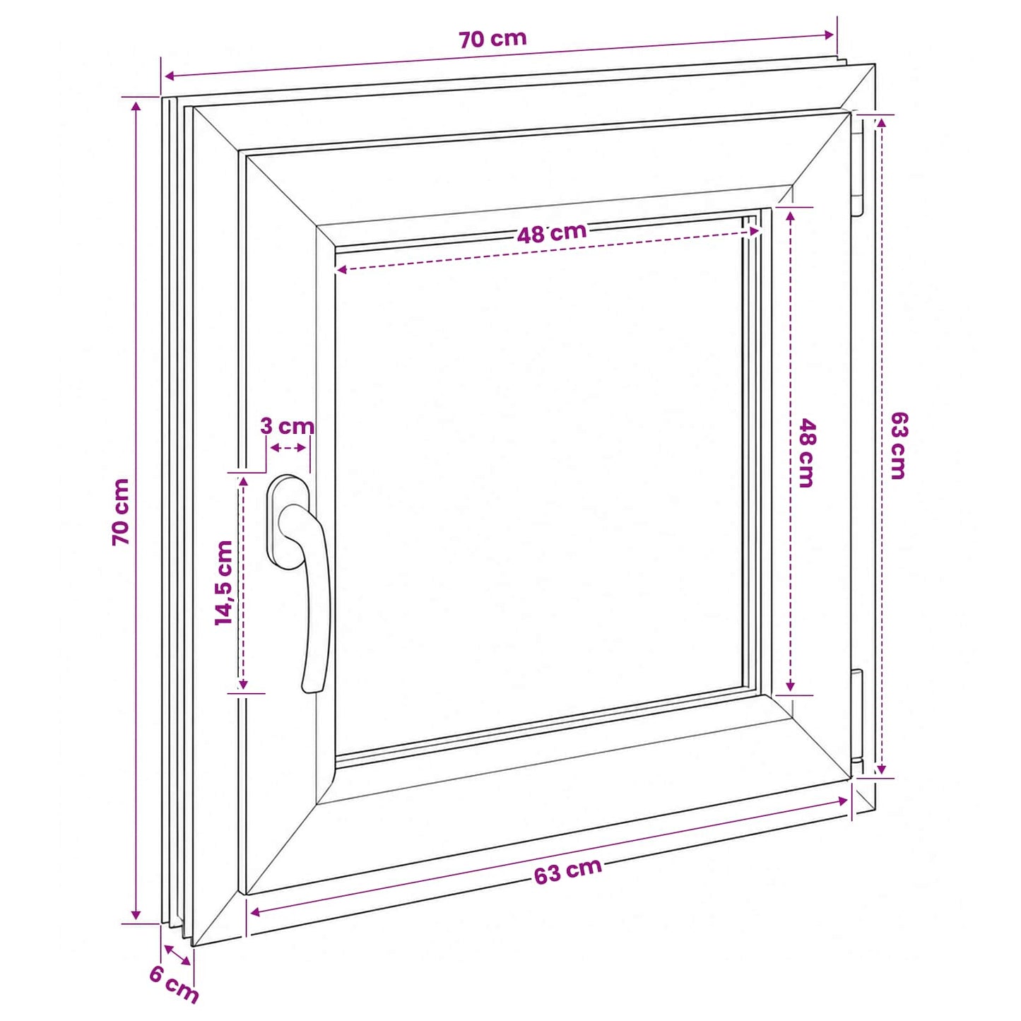 Pinceablak RISOR 70 x 70 cm PVC és Üveg