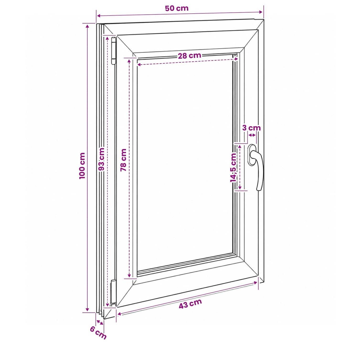 Pinceablak RISOR 50 x 100 cm PVC és Üveg