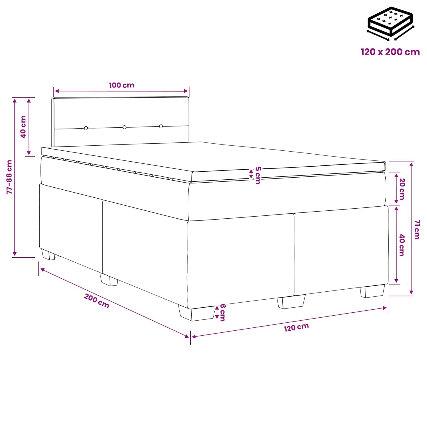 Boxspring ágy matraccal Világosszürke 120 x 200 cm Bársony