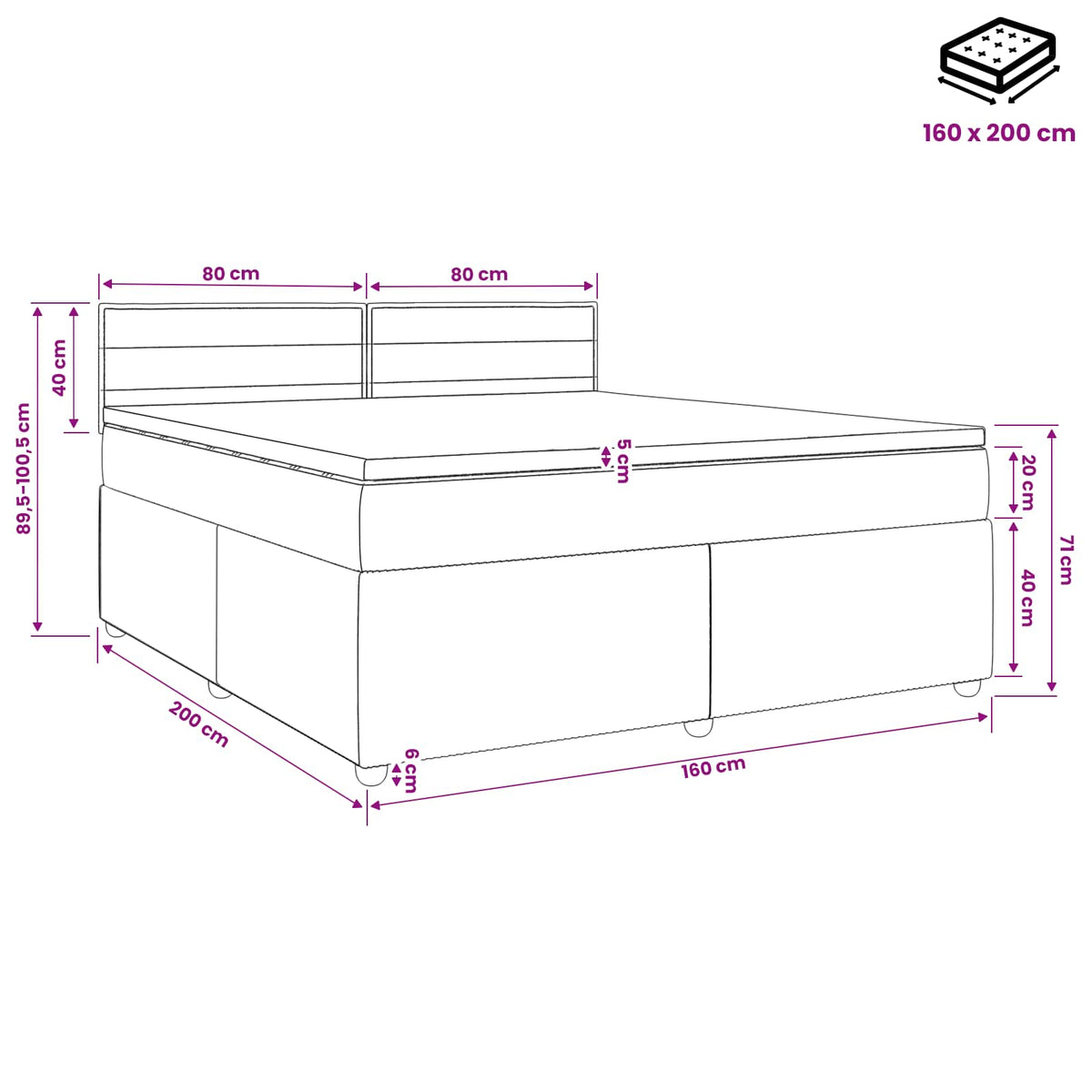 Boxspring ágy matraccal fejtámlával Kék 160 x 200 cm Szövet