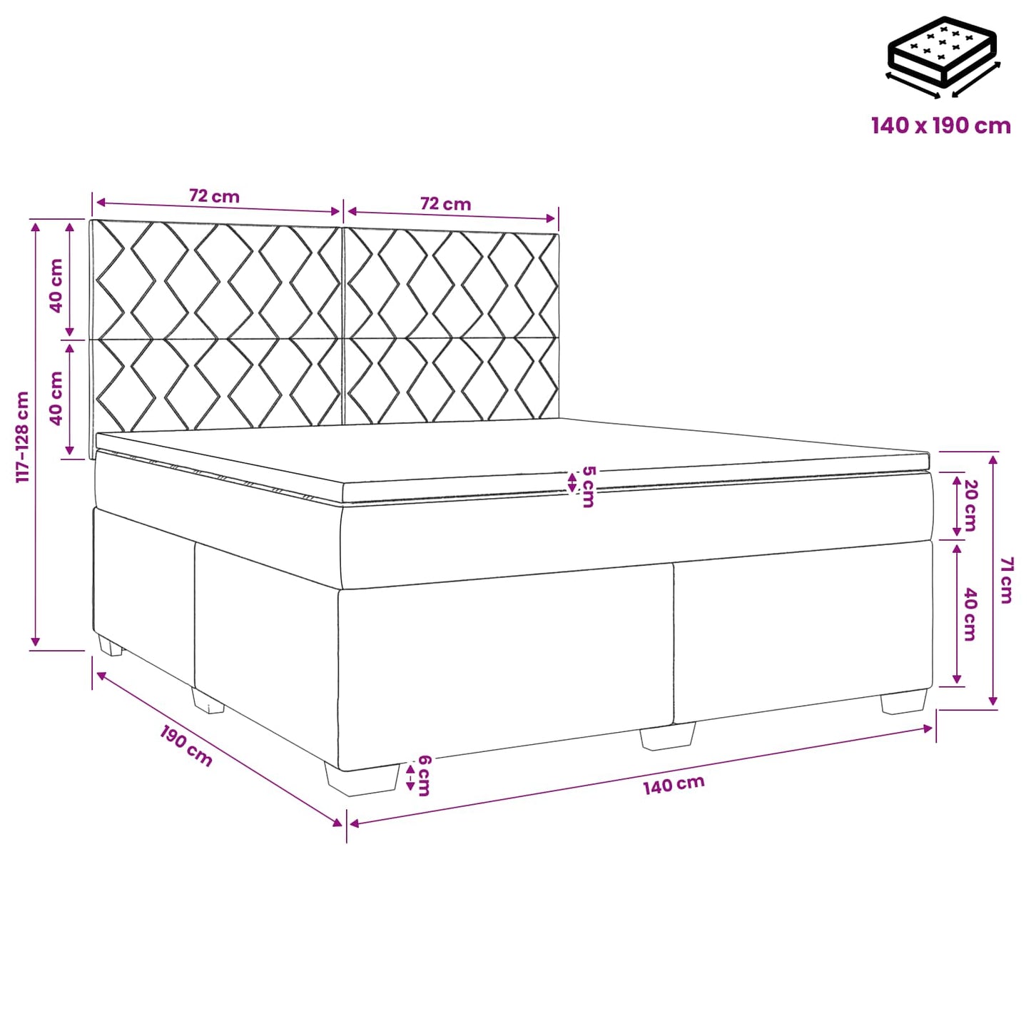 Boxspring ágy matraccal Sötétzöld 140 x 190 cm Bársony