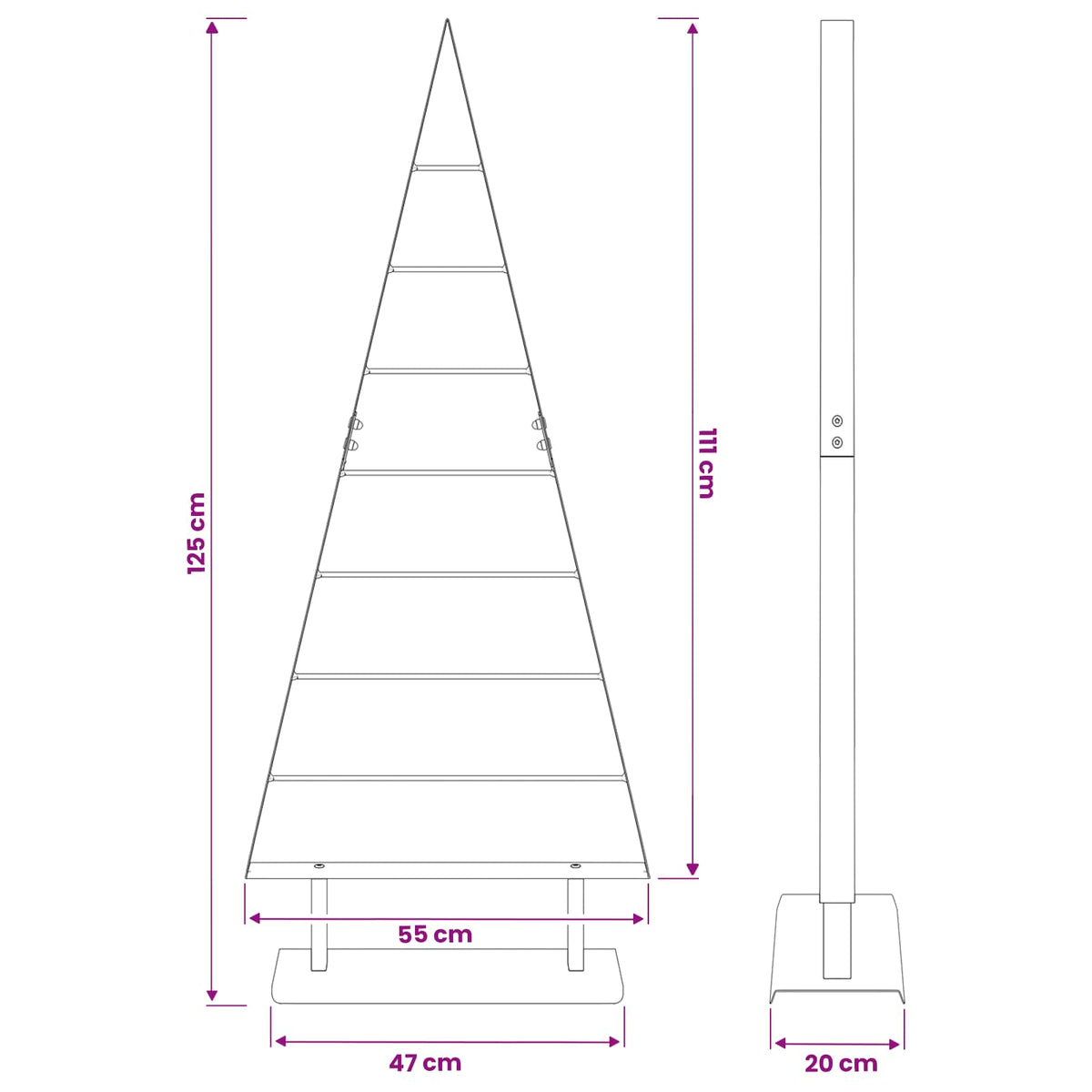 Fém karácsonyfa KUOPIO 125 cm Acél Fehér