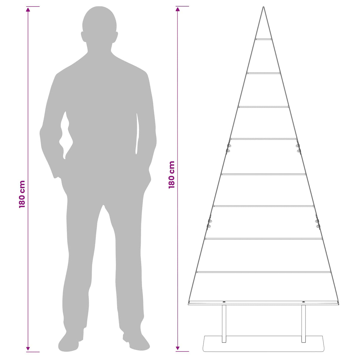 Fém karácsonyfa KUOPIO 180 cm Acél Fehér