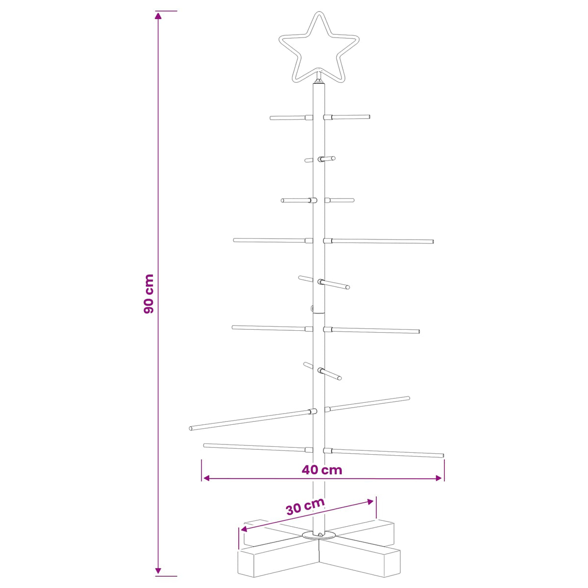 Fém karácsonyfa állvánnyal KUOPIO 90 cm Acél Fehér