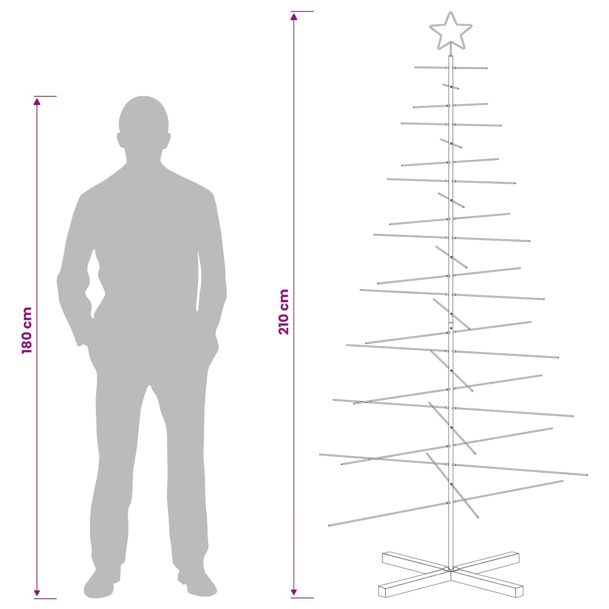 Fém karácsonyfa állvánnyal KUOPIO 210 cm Acél Fehér