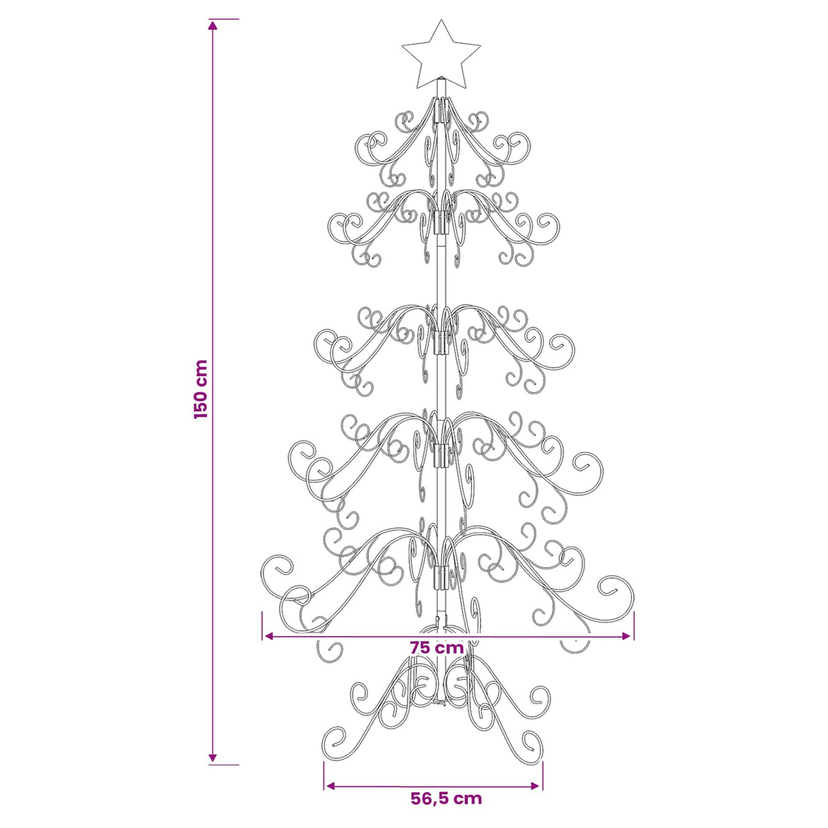 Fém karácsonyfa KUOPIO 150 cm acél White