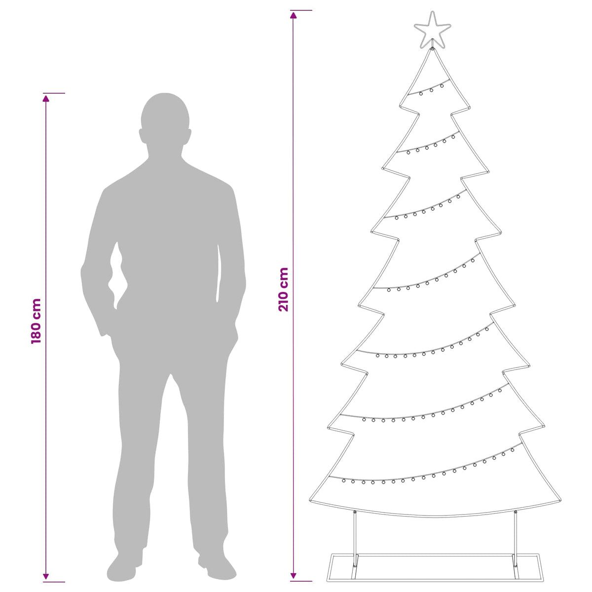 Fém karácsonyfa állvánnyal KUOPIO 210 cm Acél Arany