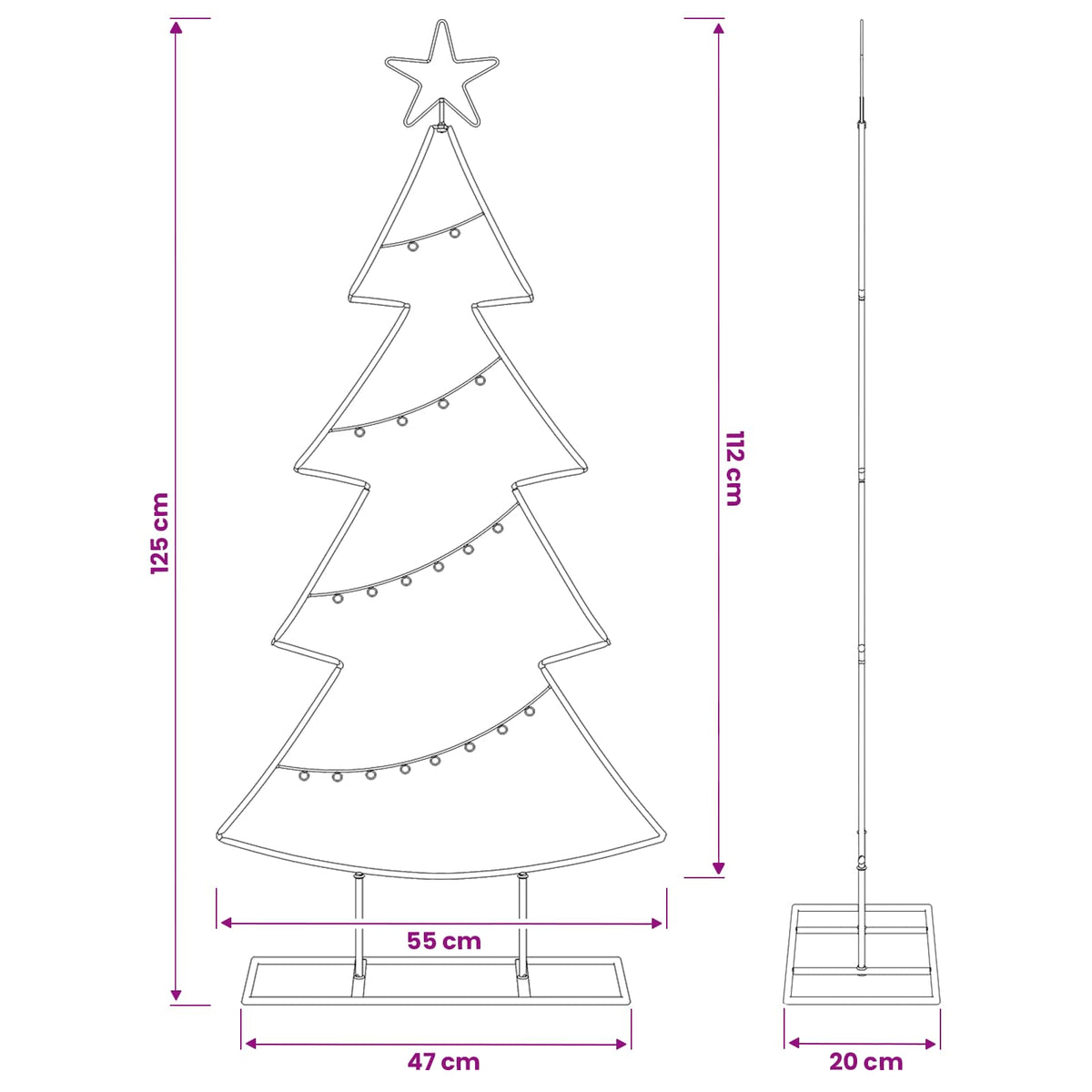 Fém karácsonyfa állvánnyal KUOPIO 125 cm Acél Fehér