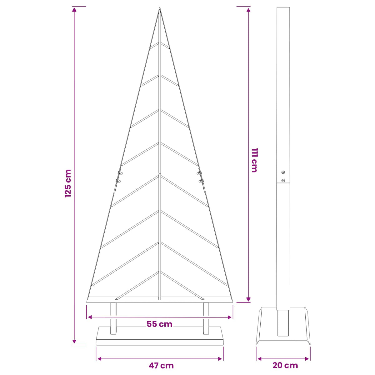 Fém karácsonyfa állvánnyal KUOPIO 125 cm Acél Fekete