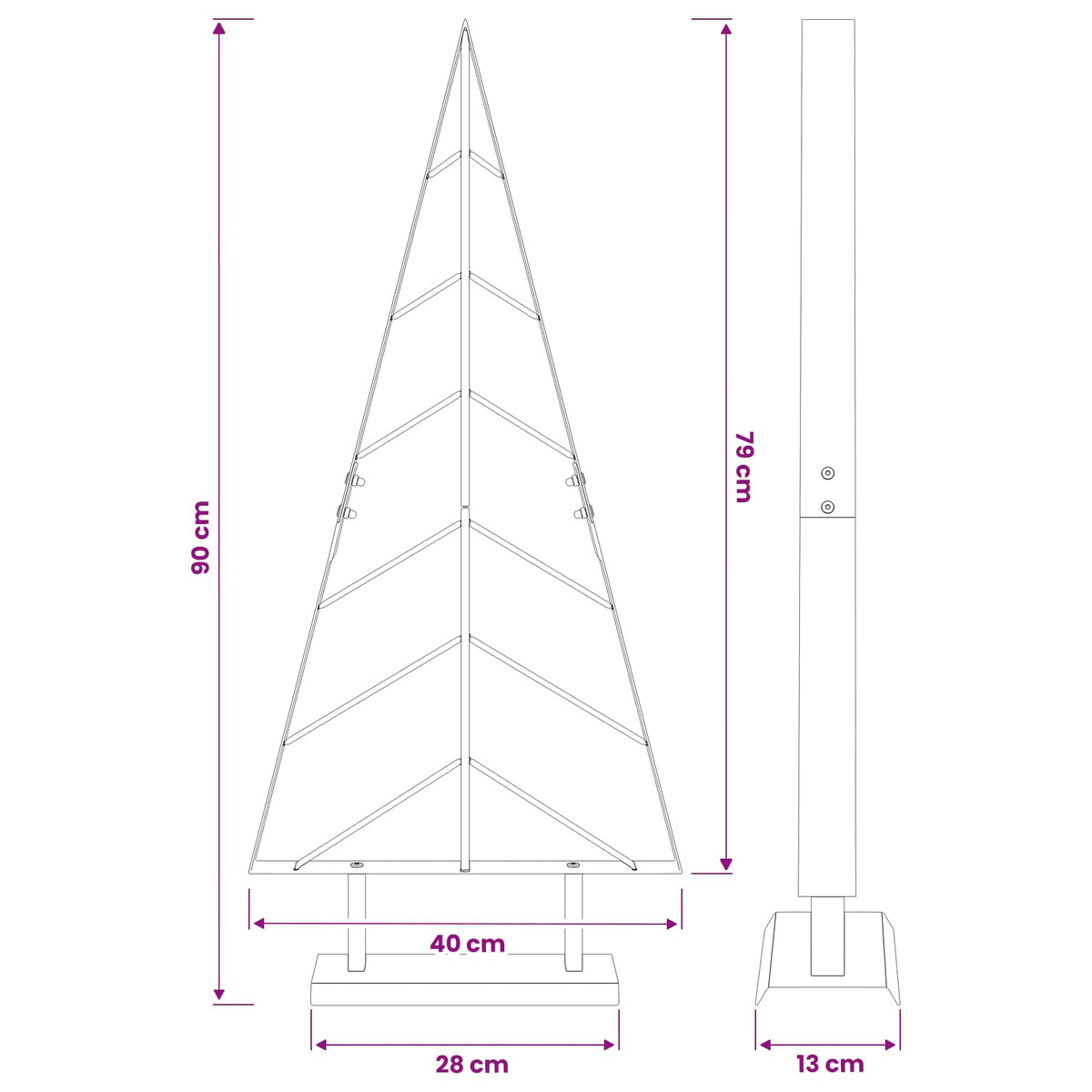 Fém karácsonyfa állvánnyal KUOPIO 90 cm Acél Arany