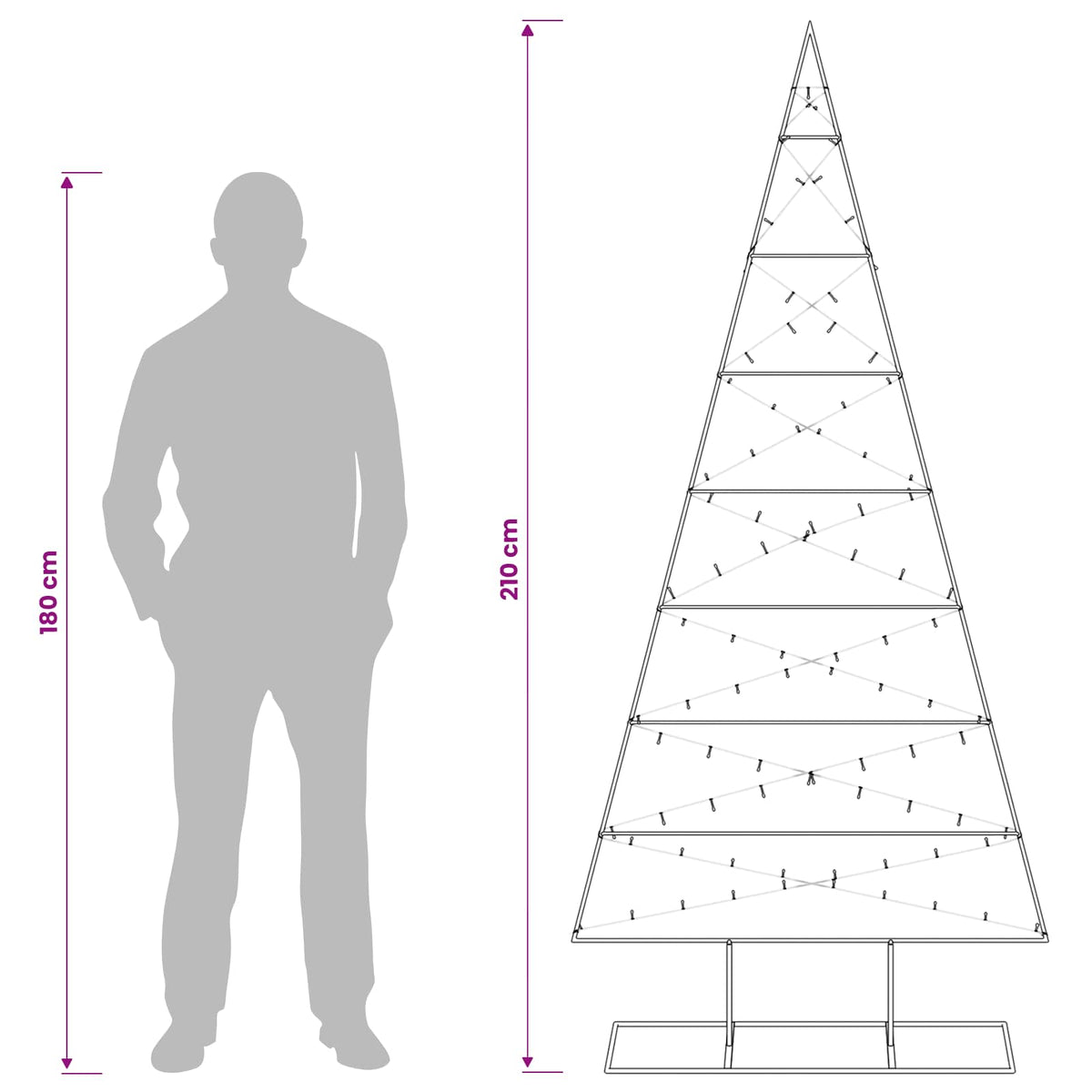 Fém karácsonyfa KUOPIO 210 cm Meleg fehér Porszórt Acél Fekete