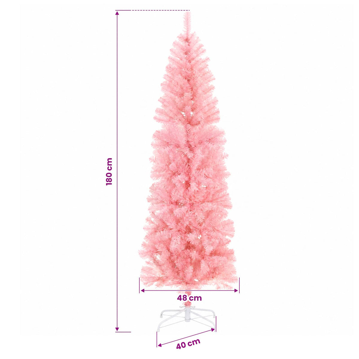 Karcsú műkarácsonyfa gömbökkel 180 cm 300 LED Meleg fehér