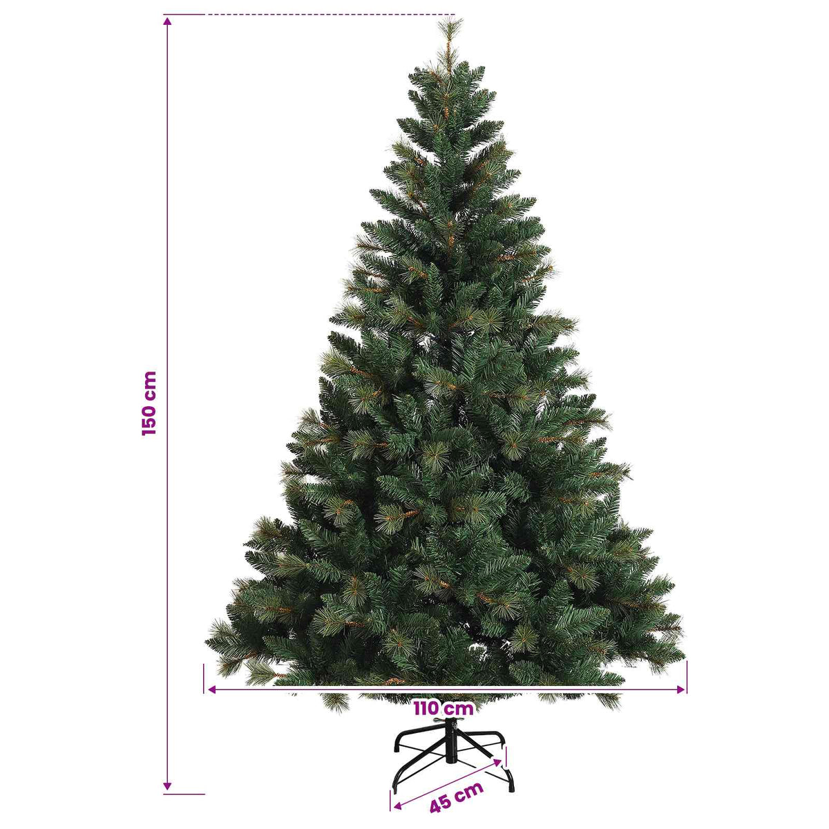 Műanyag Hajtogatós Karácsonyfa 150 cm 150 LED Meleg fehér