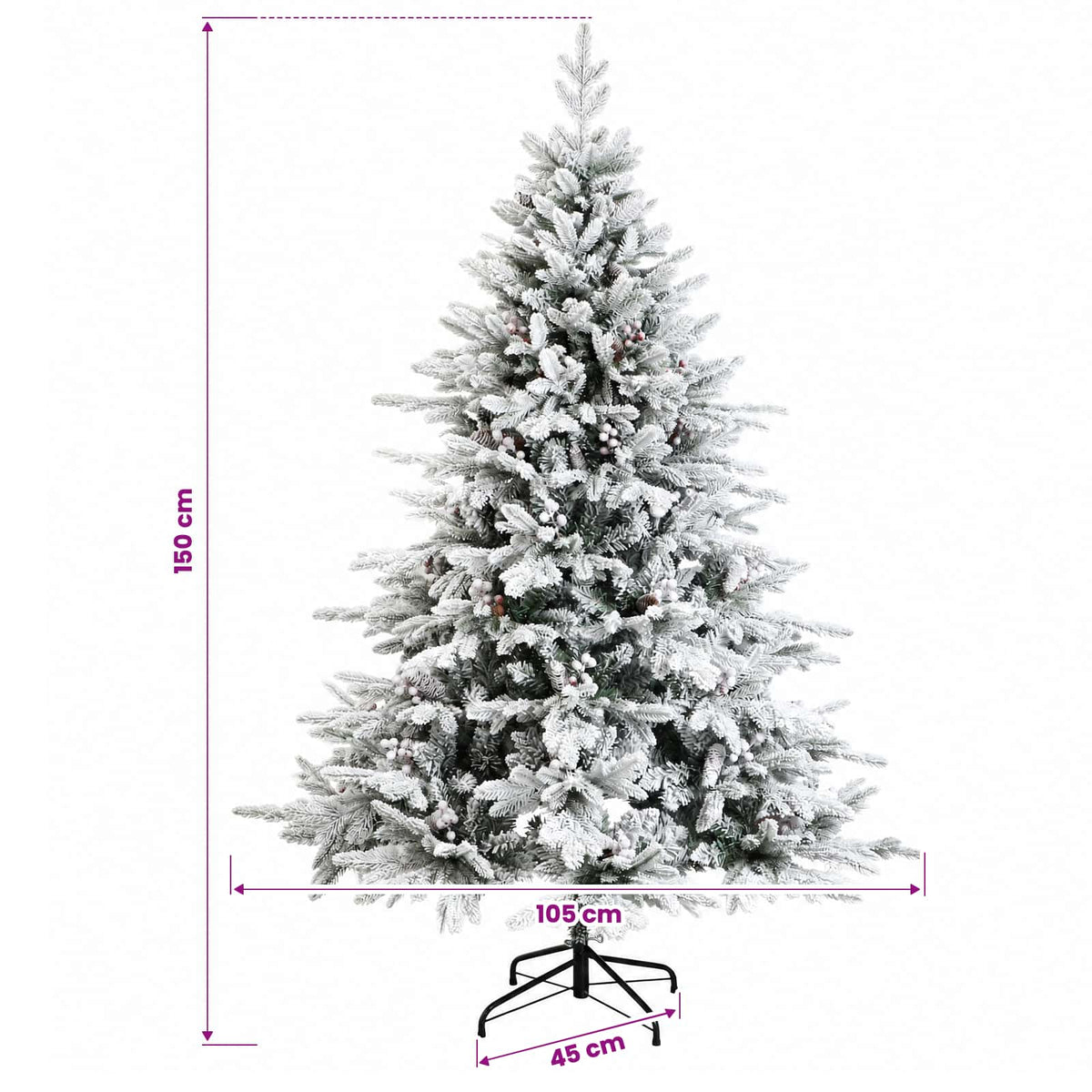 Műkarácsonyfa gömbbel 150 cm 150 LED Meleg fehér PVC és fém