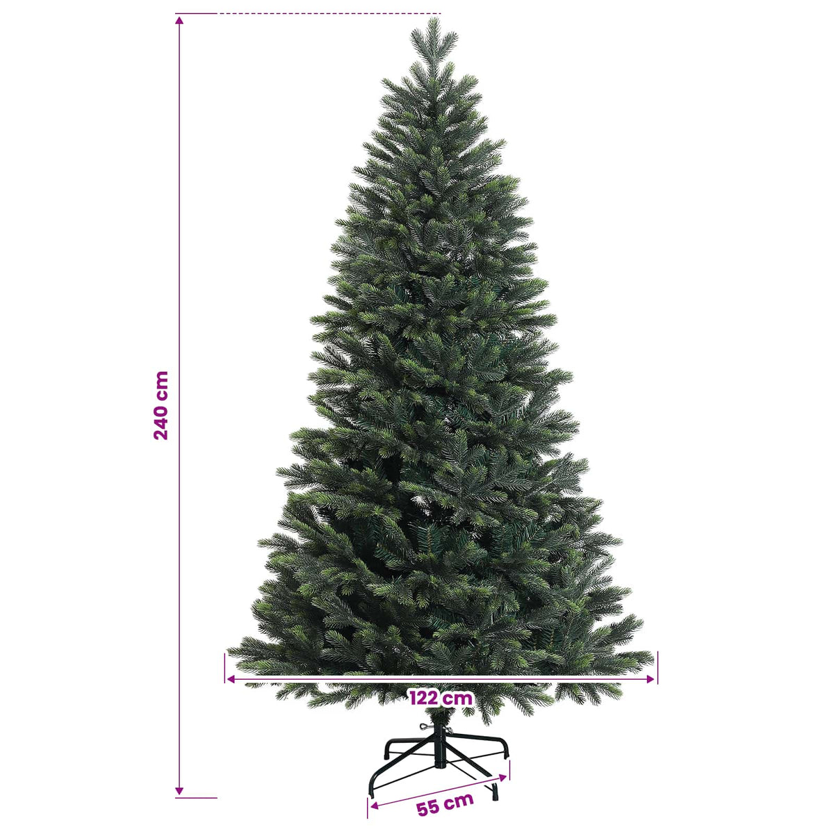Műfenyő gömbökkel 240 cm 300 LED Meleg fehér PVC és fém Zöld