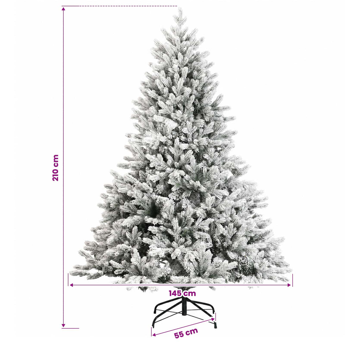 Műkarácsonyfa gömbbel 210 cm 300 LED Meleg fehér PVC és fém