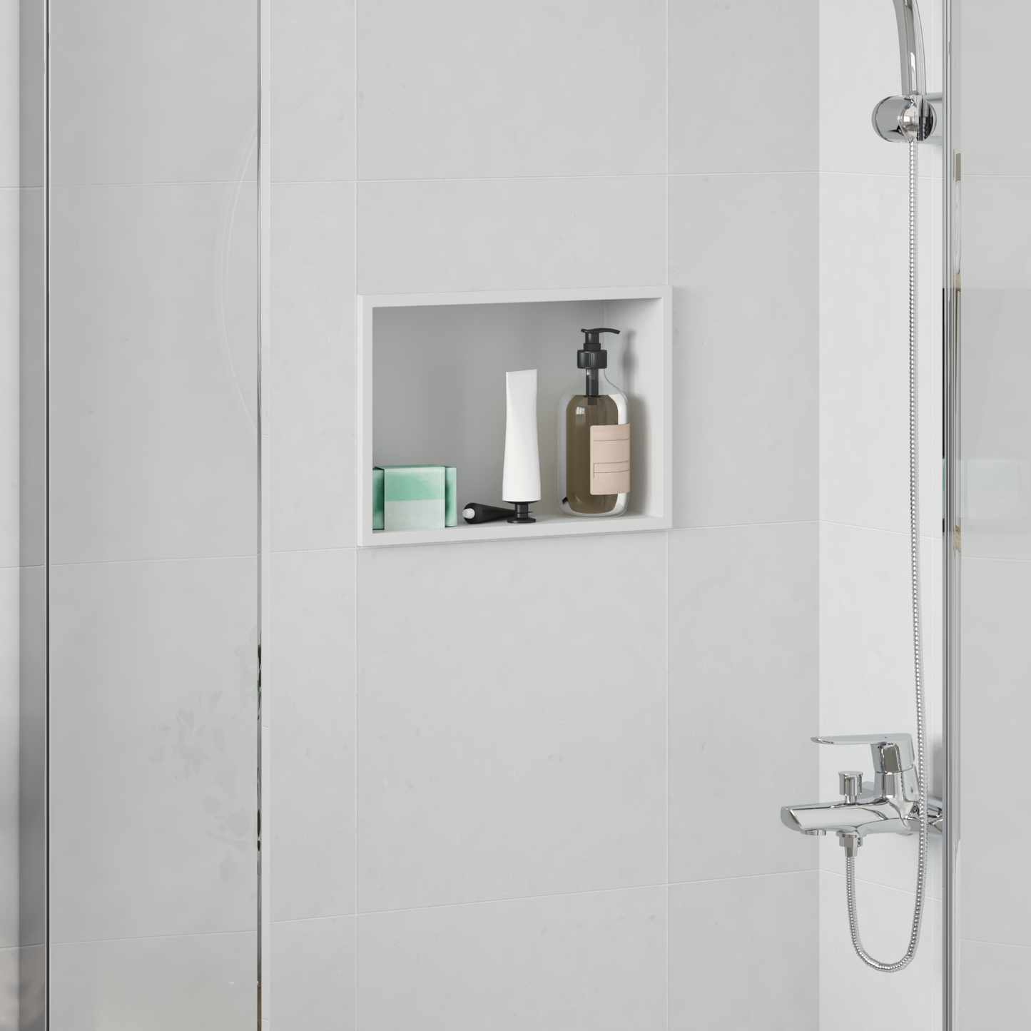 Zuhany Niche Fehér 30 x 20 x 9,5 cm Rozsdamentes acél