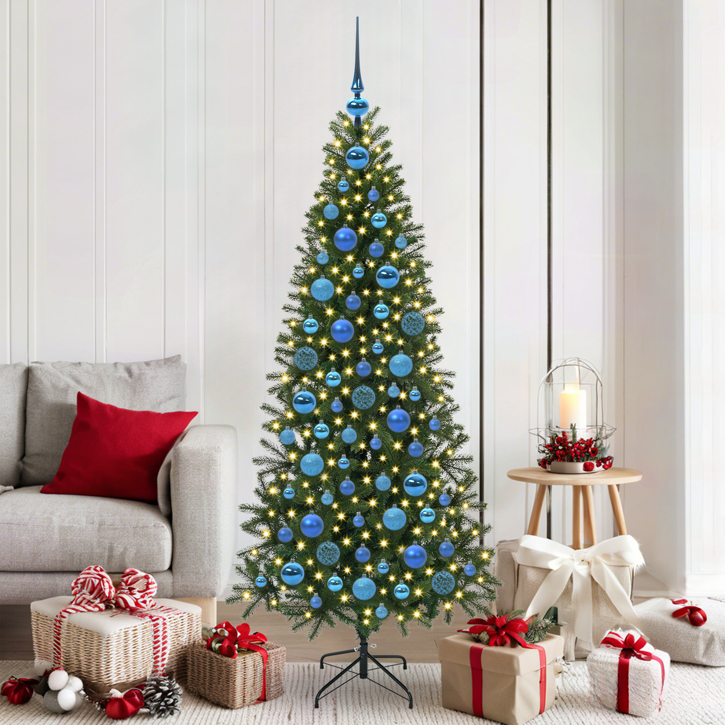 Karácsonyi Díszgömb Készlet 300 LED-del 120 pcs Kék Műanyag