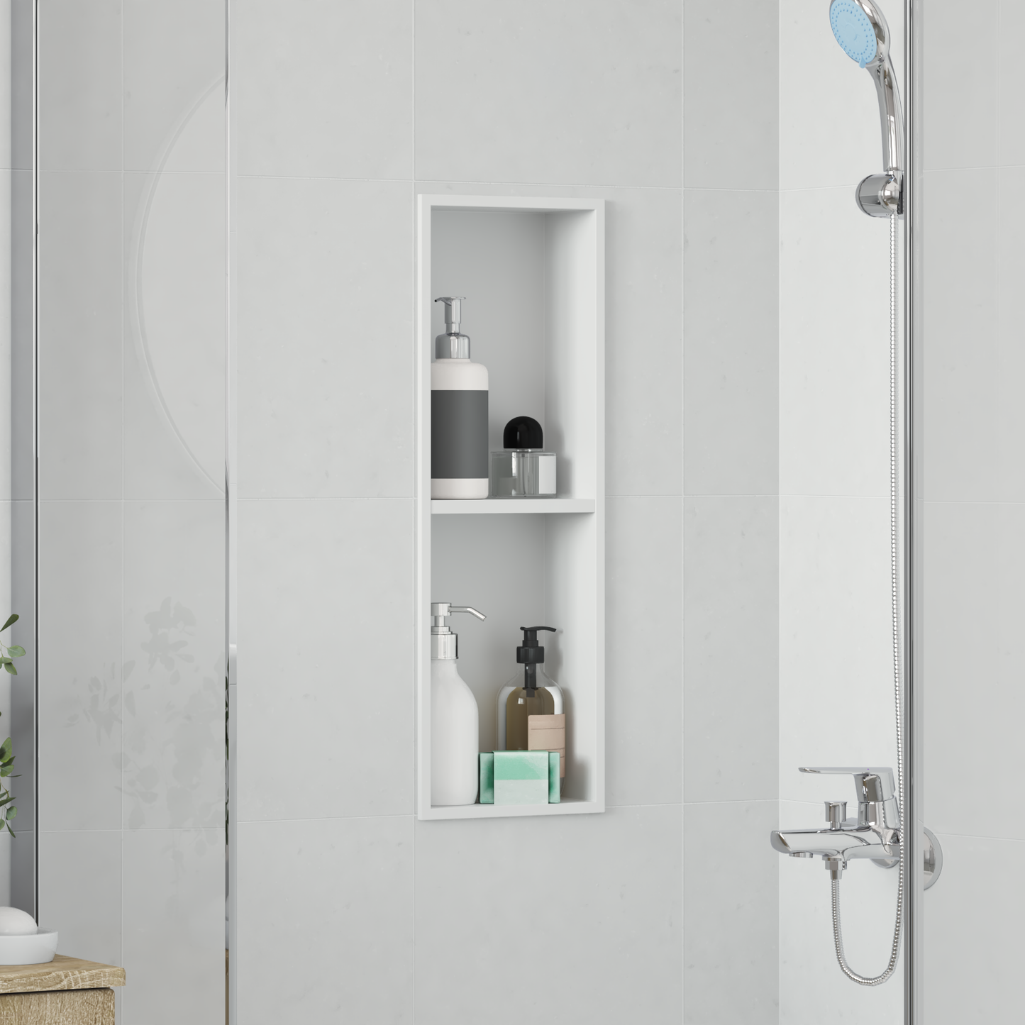 Zuhany Niche Fehér 60 x 20 x 9,5 cm Rozsdamentes acél