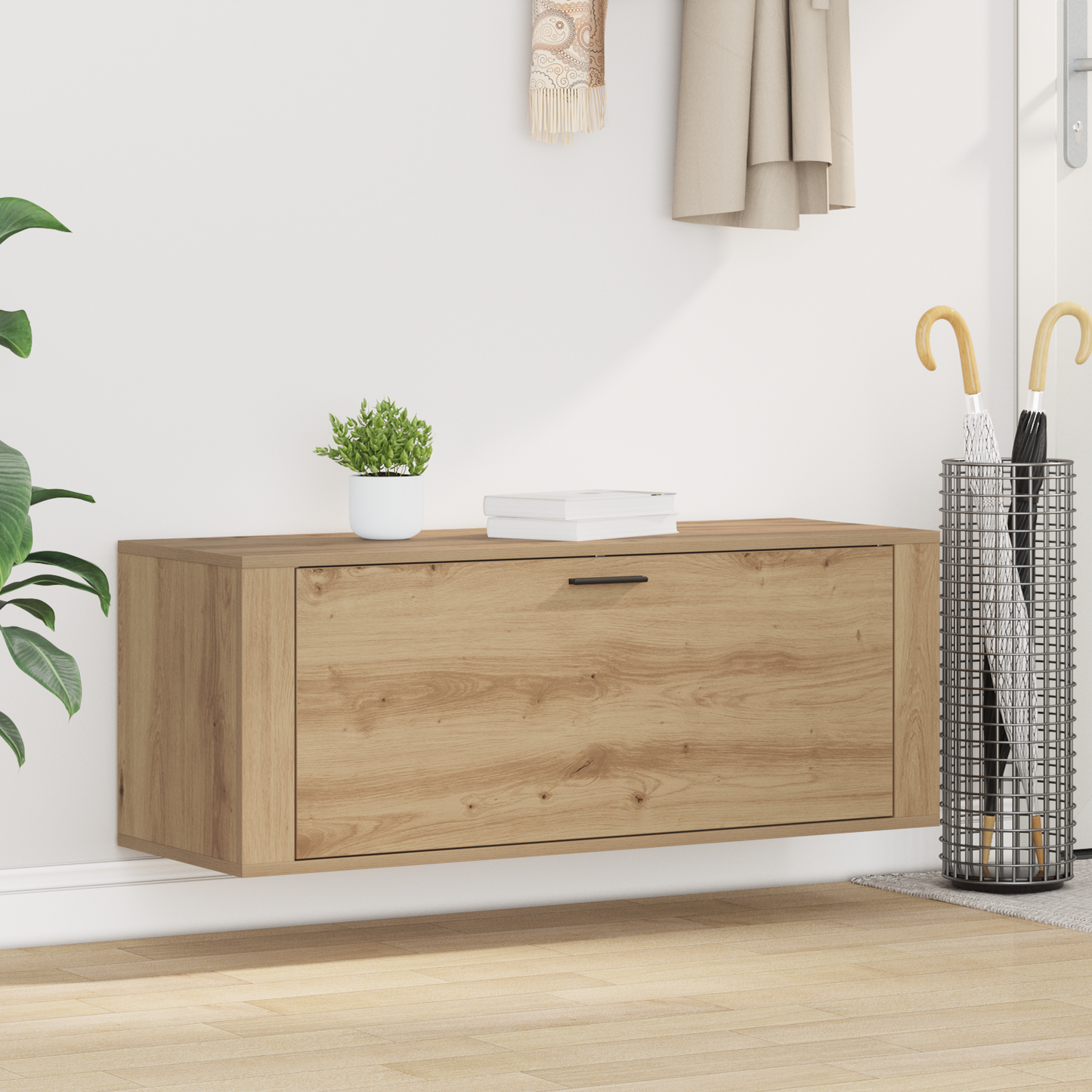 Cipőszekrény 100 x 35 x 38 cm Szerelt Fa kézműves tölgy