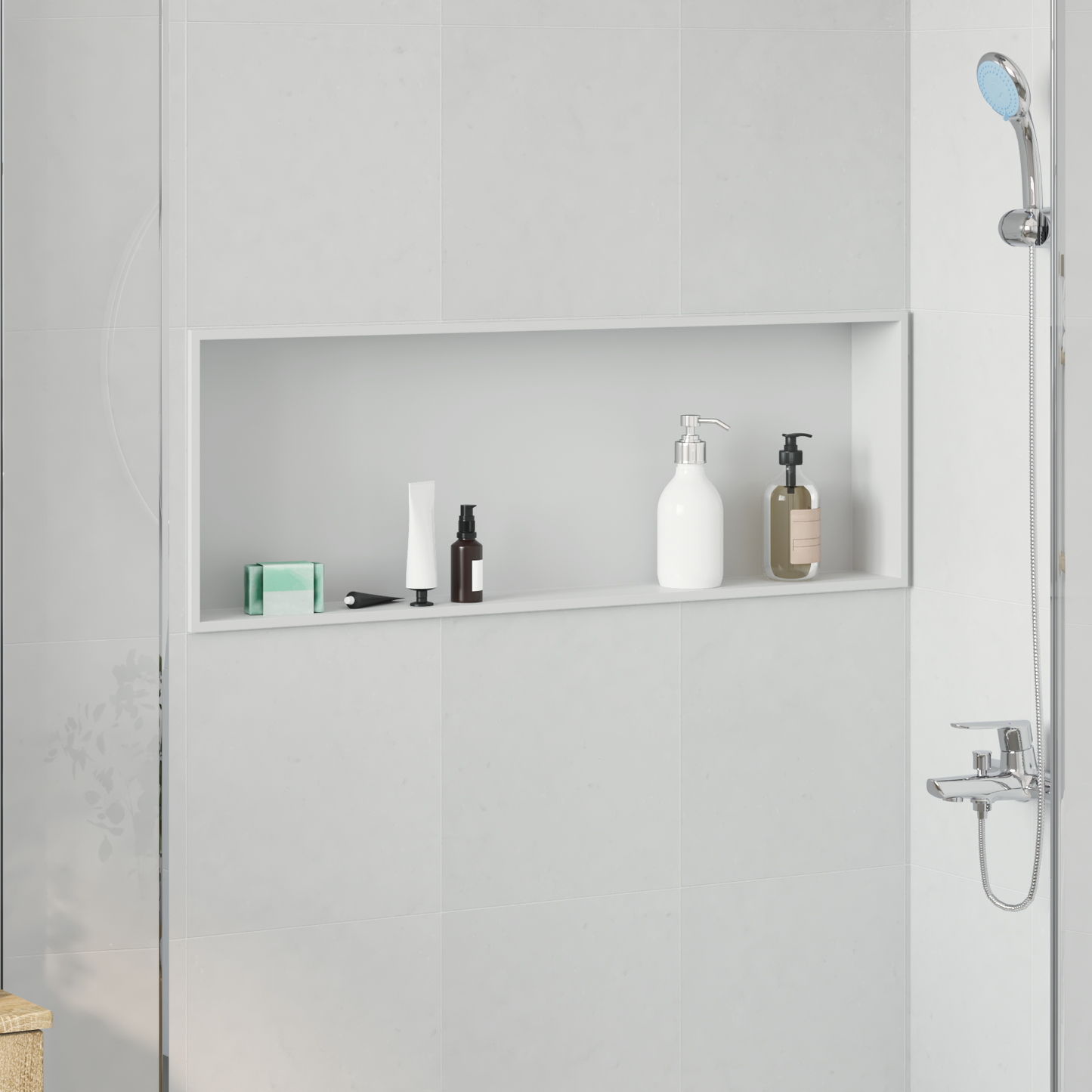 Zuhany Niche Fehér 90 x 30 x 9,5 cm Rozsdamentes acél