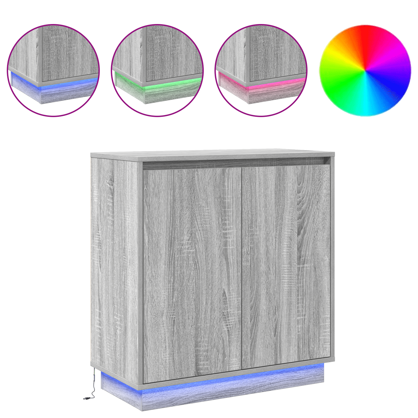 LED tálaló Szürke Sonoma 71 x 34,5 x 75 cm Szerelt Fa