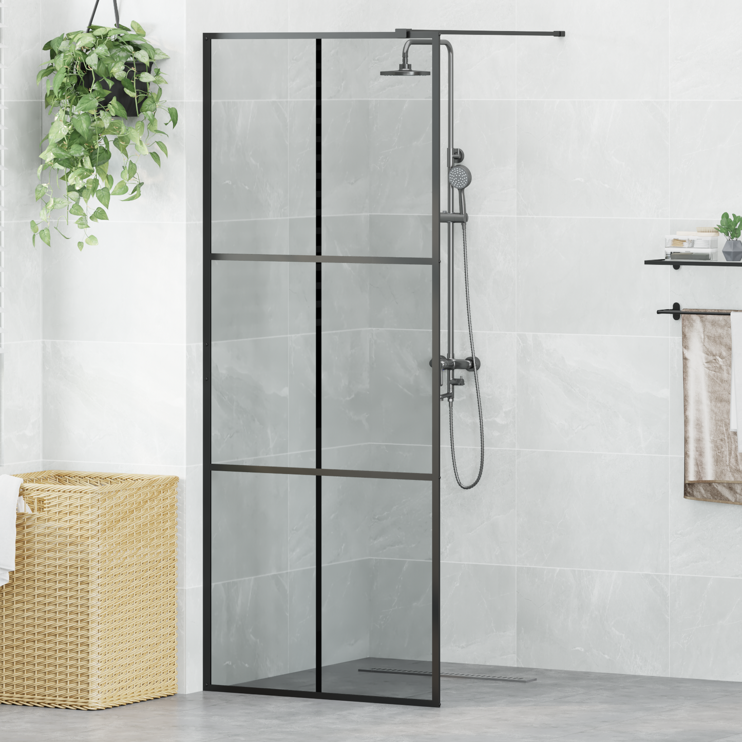 Walk-in zuhanyfal Fekete 80 x 195 cm edzett üveg