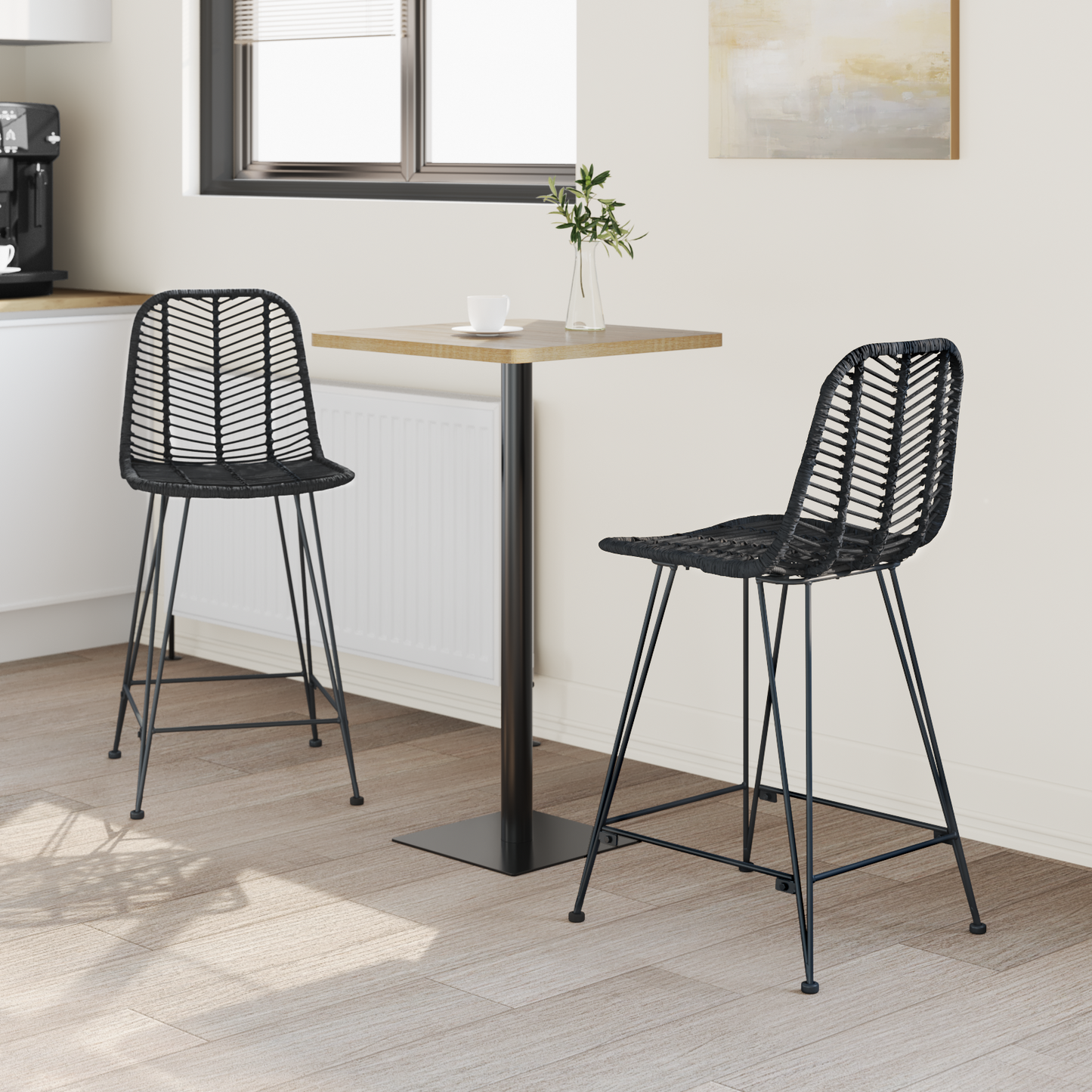Bárszék 2 pcs 44,5 x 54,5 x 97,5 cm Rattan és Vas