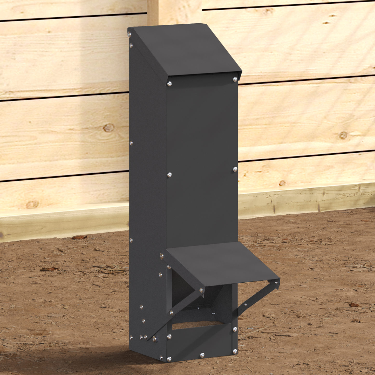 Csirke etető Fekete 13 x 12 x 51 cm Hidegen Hengerelt Acél
