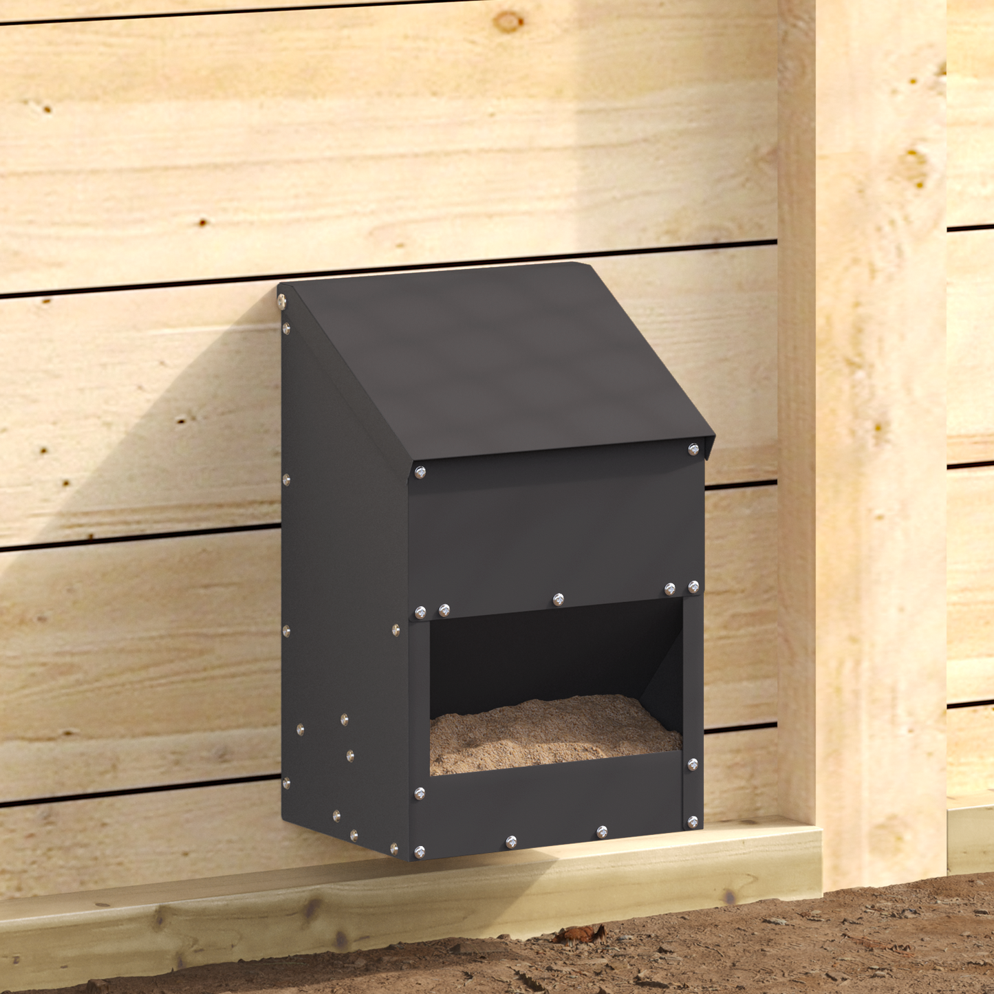 Csirke etető Fekete 21 x 16 x 33 cm Hidegen Hengerelt Acél