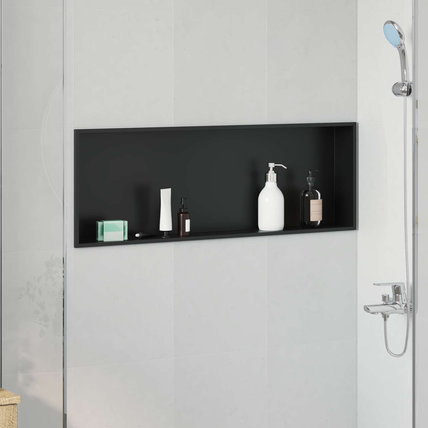 Zuhany Niche Fekete 90 x 30 x 9,5 cm Rozsdamentes acél
