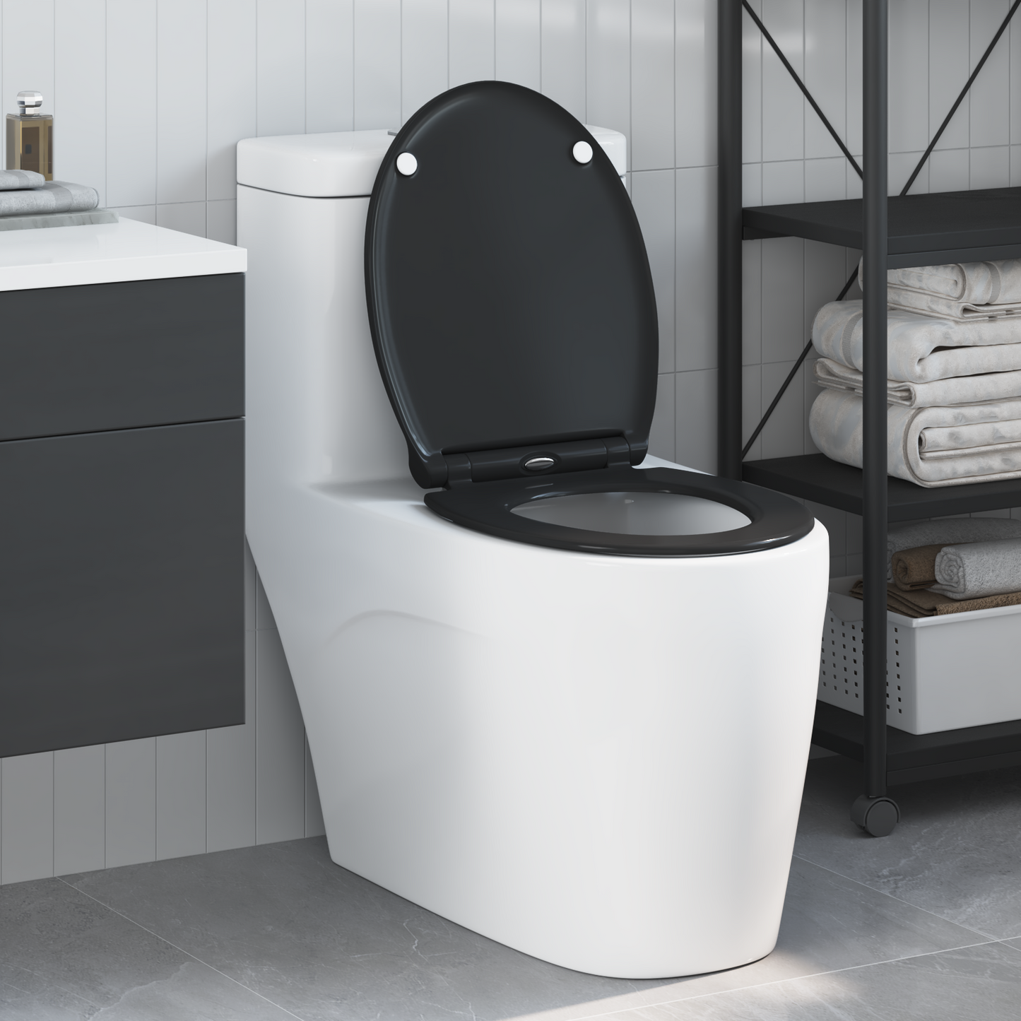 WC ülőke Fekete 45,5 x 37,5 x 3,8 cm Duroplast